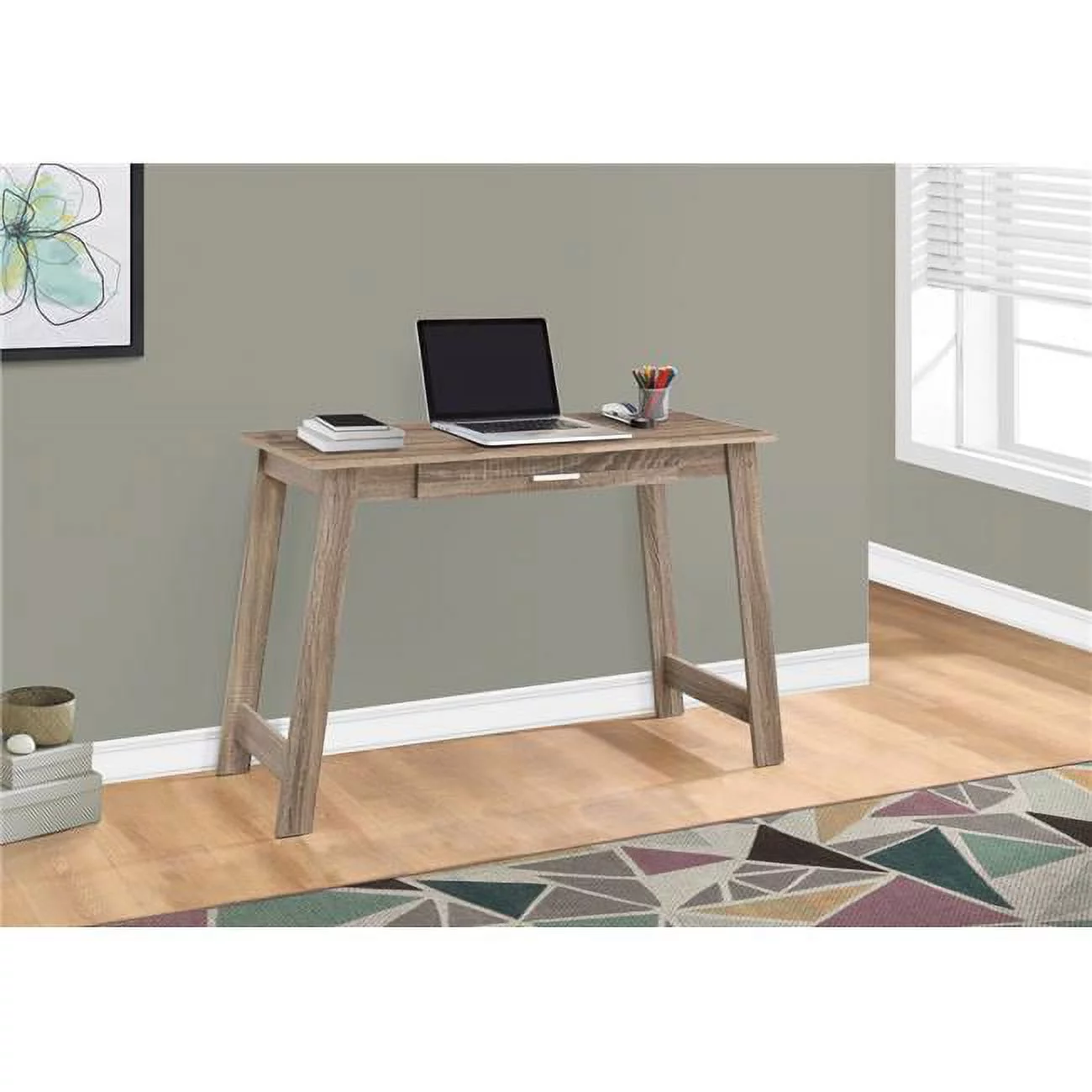 29.25 in. Dark Taupe Particle Board & Laminate Computer Desk with a Storage Drawer