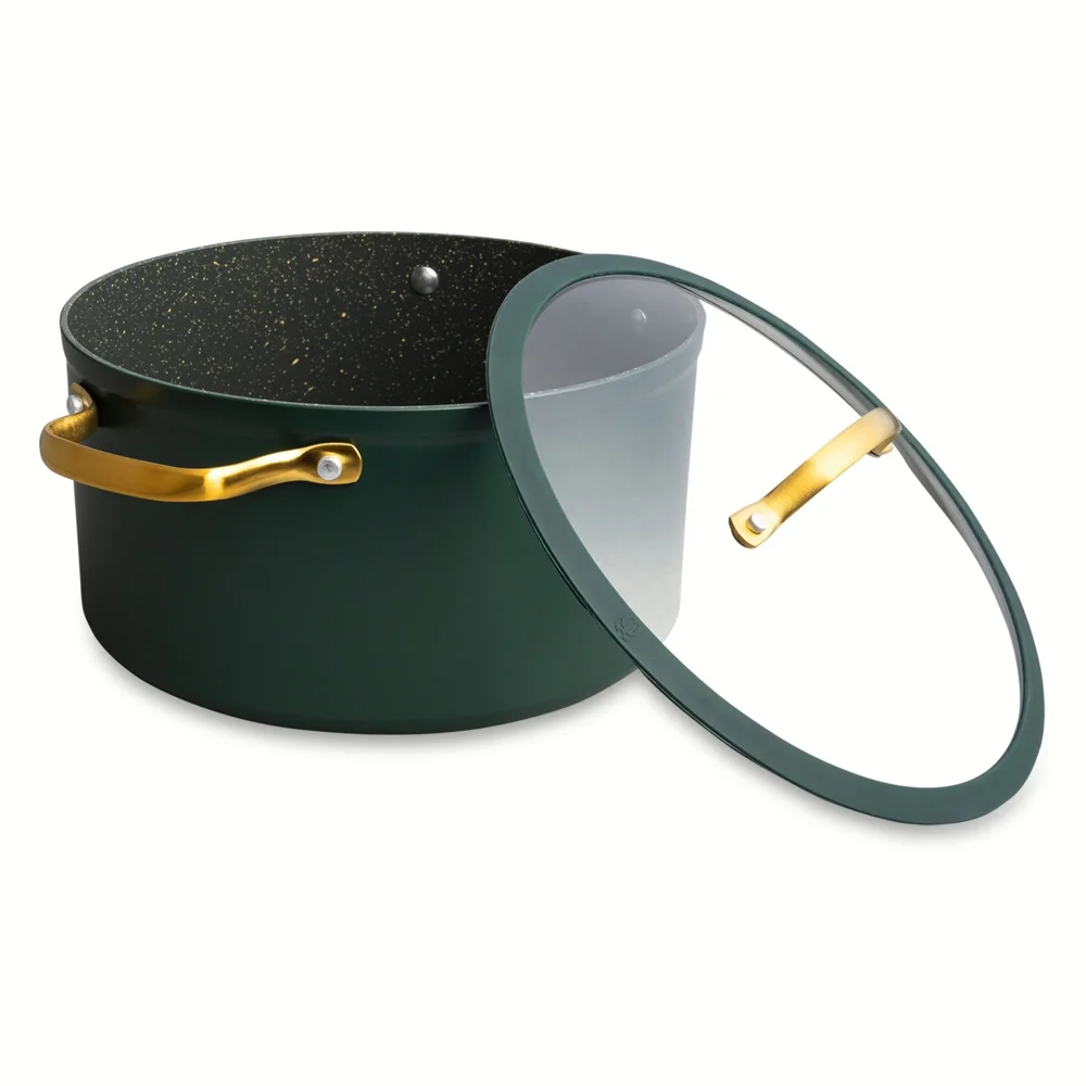 Thyme & Table 12-Piece Ceramic Non-Stick Cookware Set Granite Collection, Hunter Green