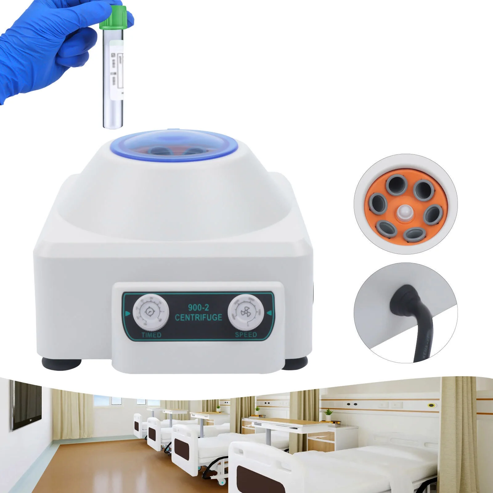 ZhdnBhnos 6x20ml Electric Centrifuge Machine Portable Lab Medical Practice Benchtop Centrifuges 4000rpm