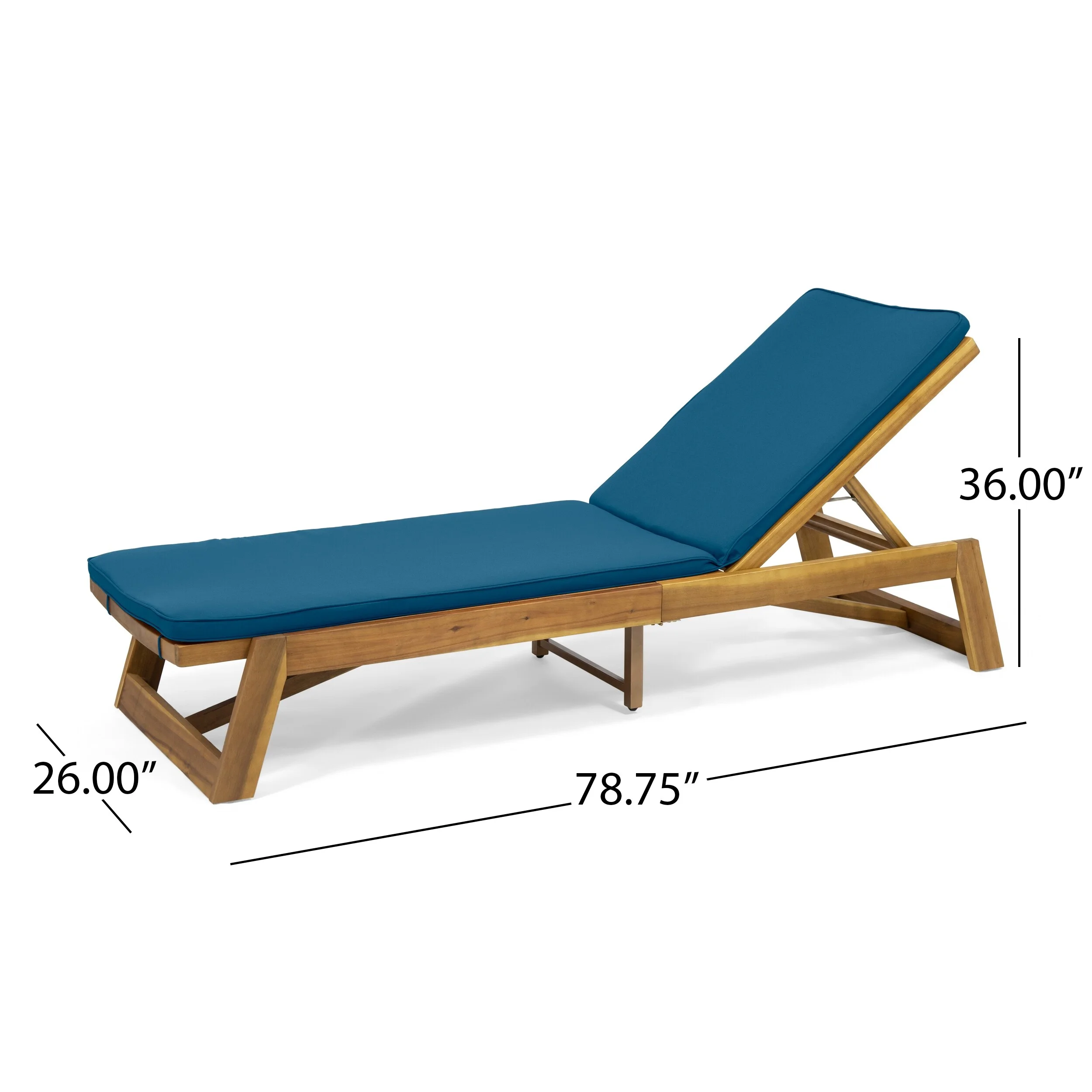 Christopher Knight Home Maki Outdoor Acacia Wood Chaise Lounge Set (Set of 2) by  Teak Finish with Blue