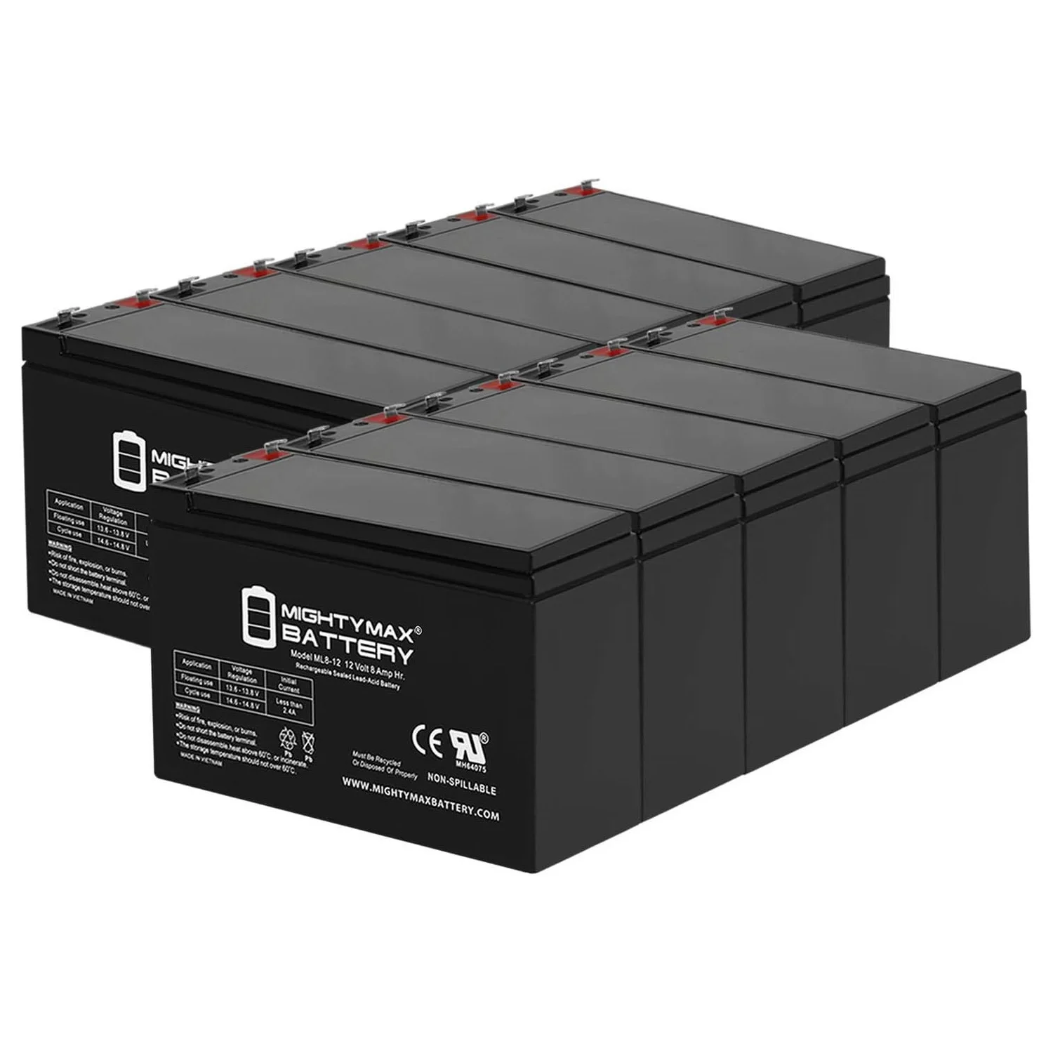 12V 8Ah SLA Replaces Razor MX350, MX400 Electric Dirt Bike - 10 Pack