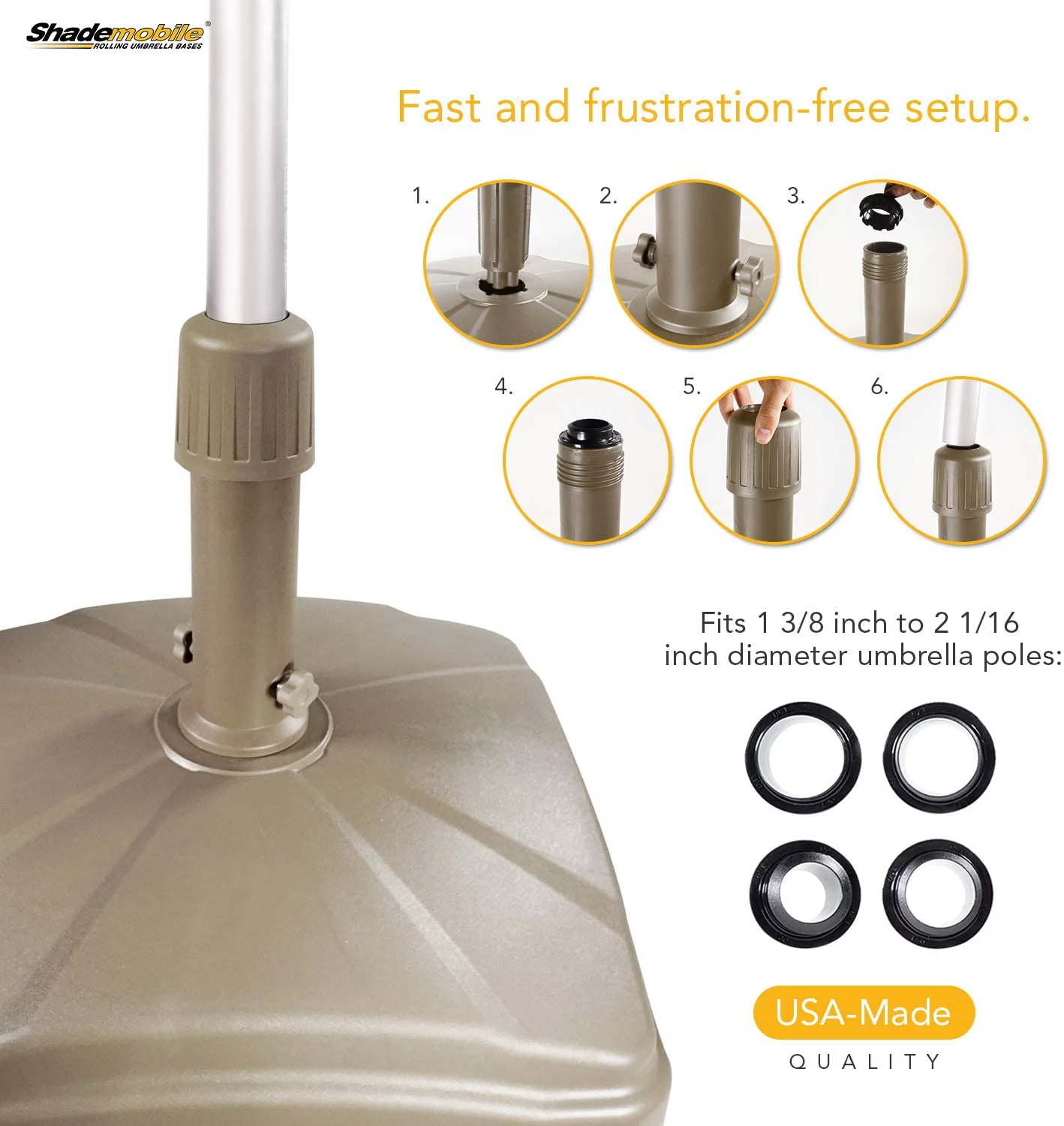 Shademobile Rolling Umbrella Base-Sand