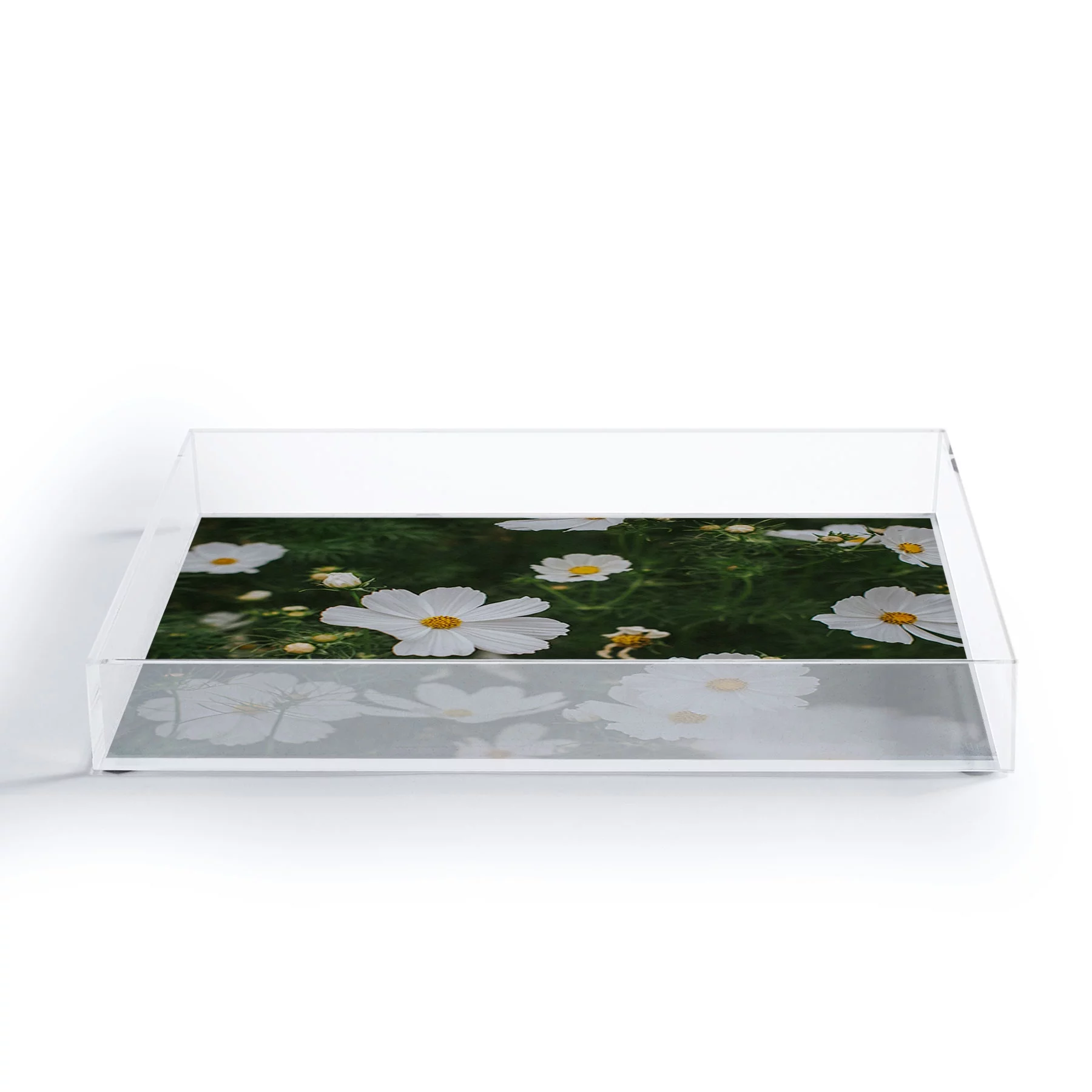 Society6 White Cosmos by Hello Twiggs Acrylic Tray