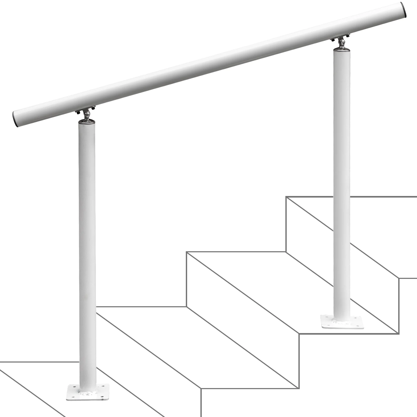 VEVOR 3 FT Handrail Adjustable from 0 to 60 Degrees, 34 inch Outdoor Handrail, Outdoor Stair Railing Handrail for White Aluminum Stair Railing for Garden, Office Area
