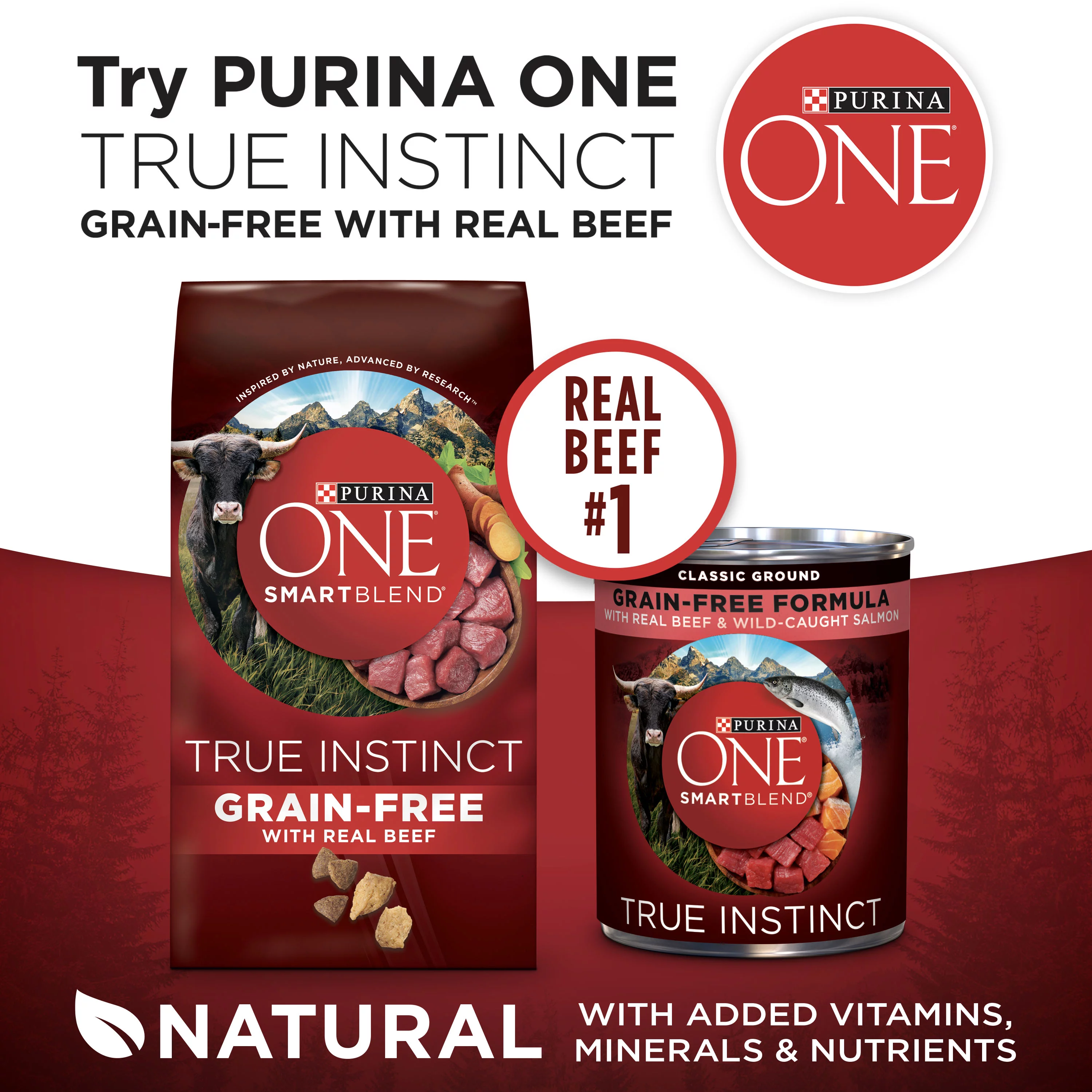 Purina ONE Grain Free, Natural, High Protein Dry Dog Food, SmartBlend True Instinct Real Chicken, 12.5 lb. Bag