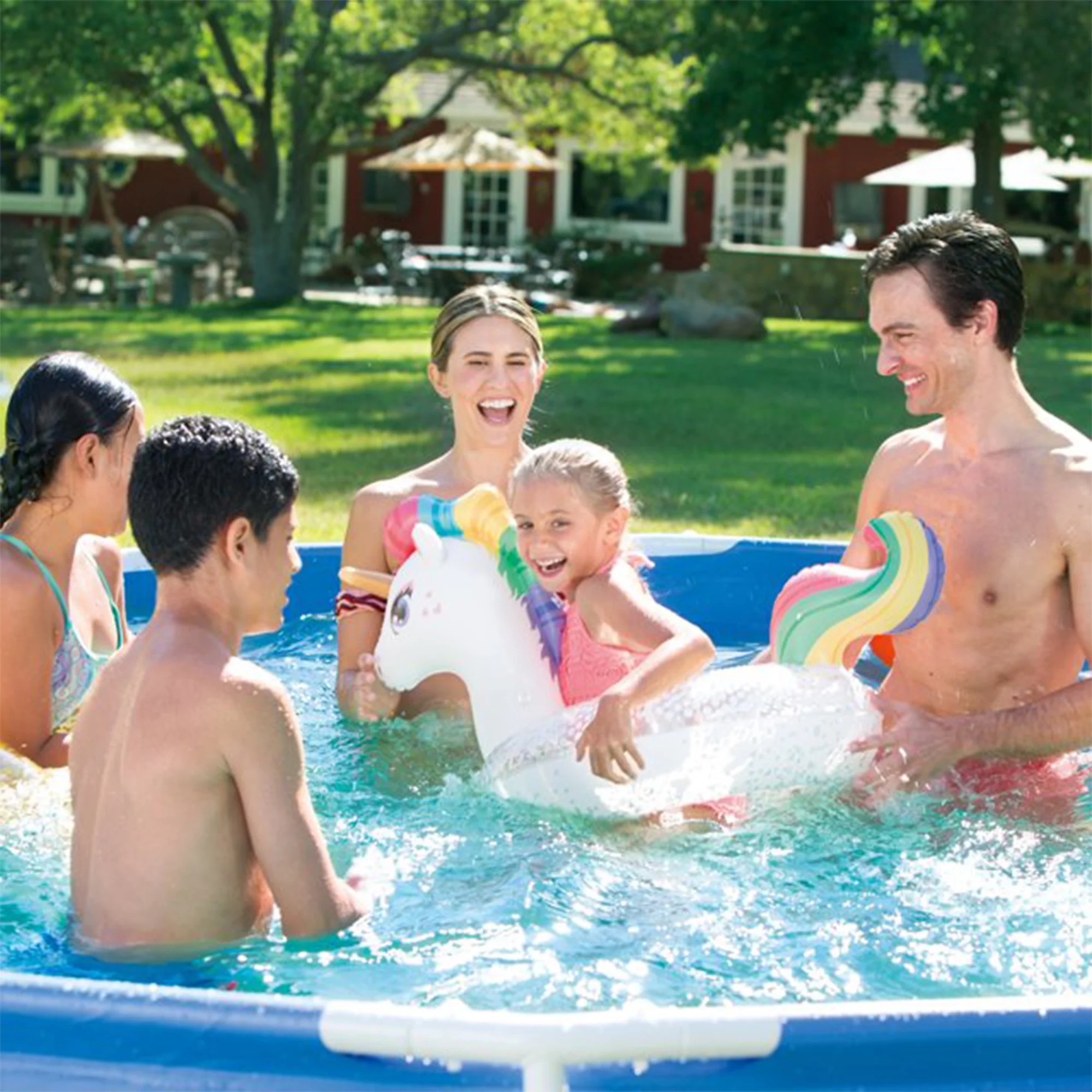 Summer Waves 15 Feet x 33 Inches Metal Frame Above Ground Pool Set w/Pump