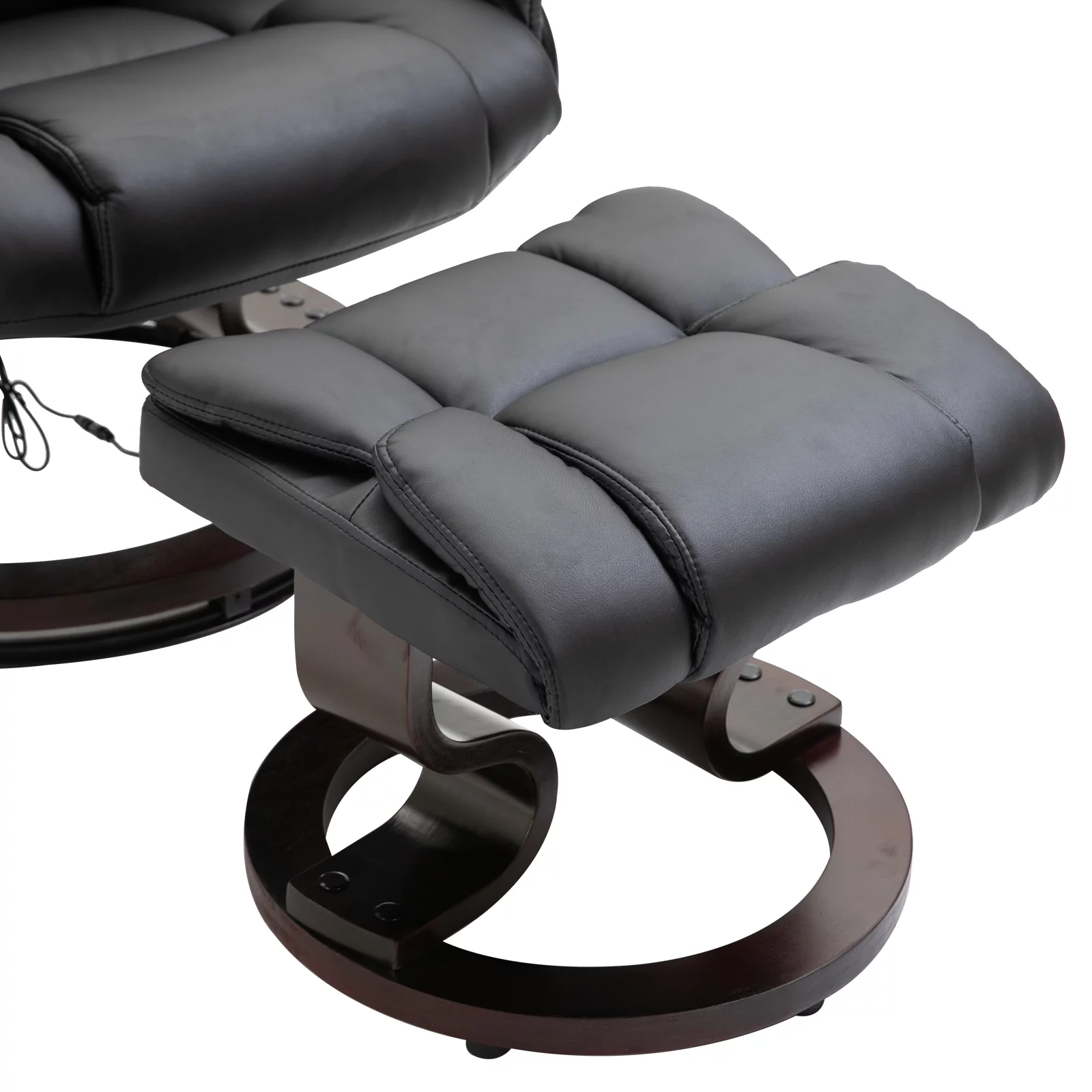 Massage Recliner Chair with Footrest, 10 Vibration Levels, Faux Leather, Black