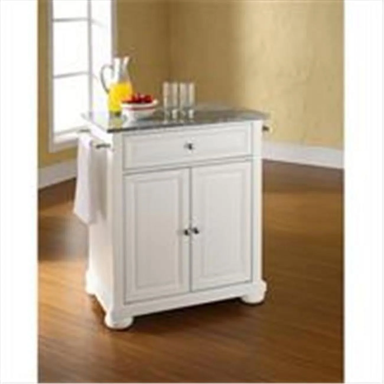 Crosley Furniture  Alexandria Solid Granite Top Portable Kitchen Island in White Finish