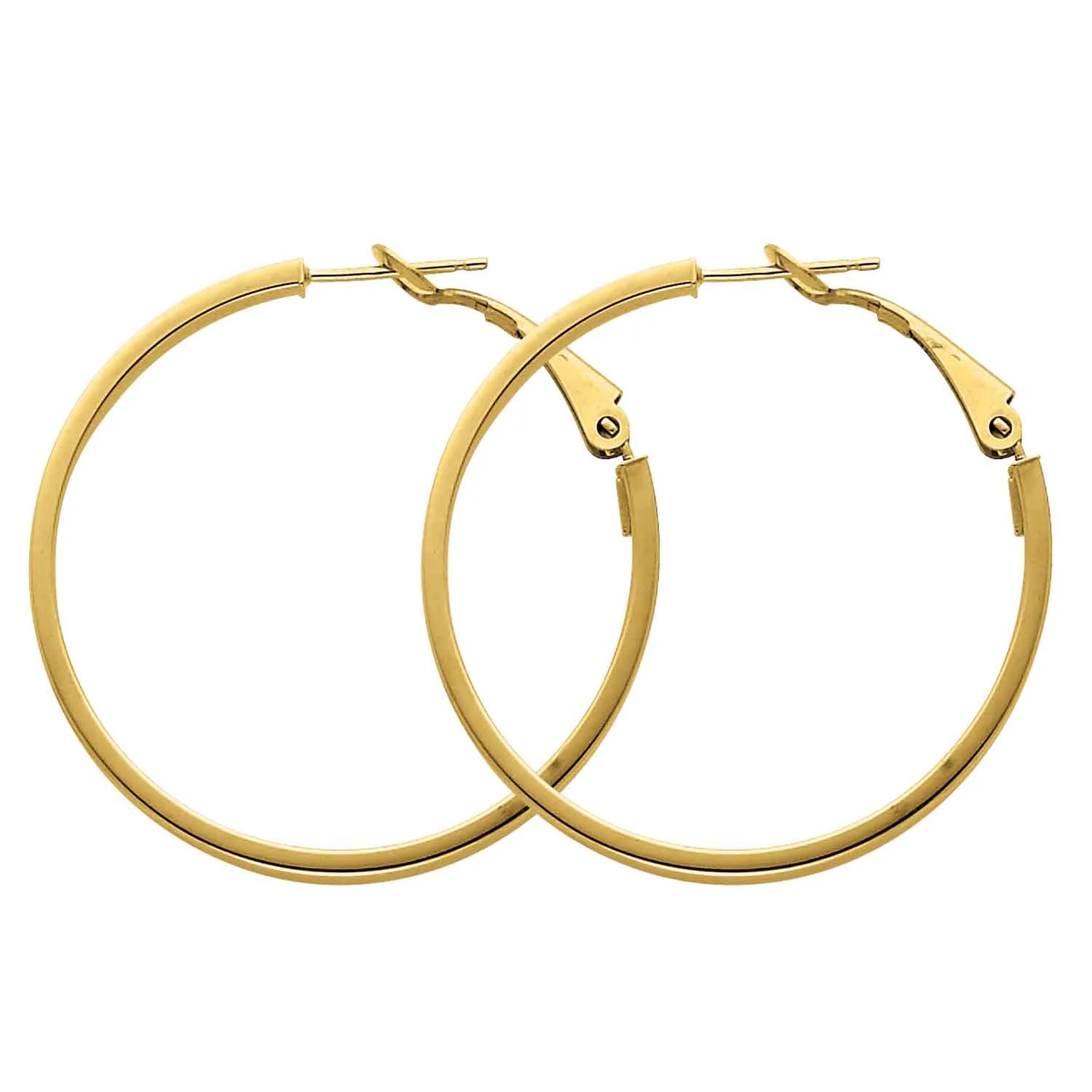 Primal Gold 14 Karat Yellow Gold 3x30mm Polished Square Tube Round Hoop Earrings