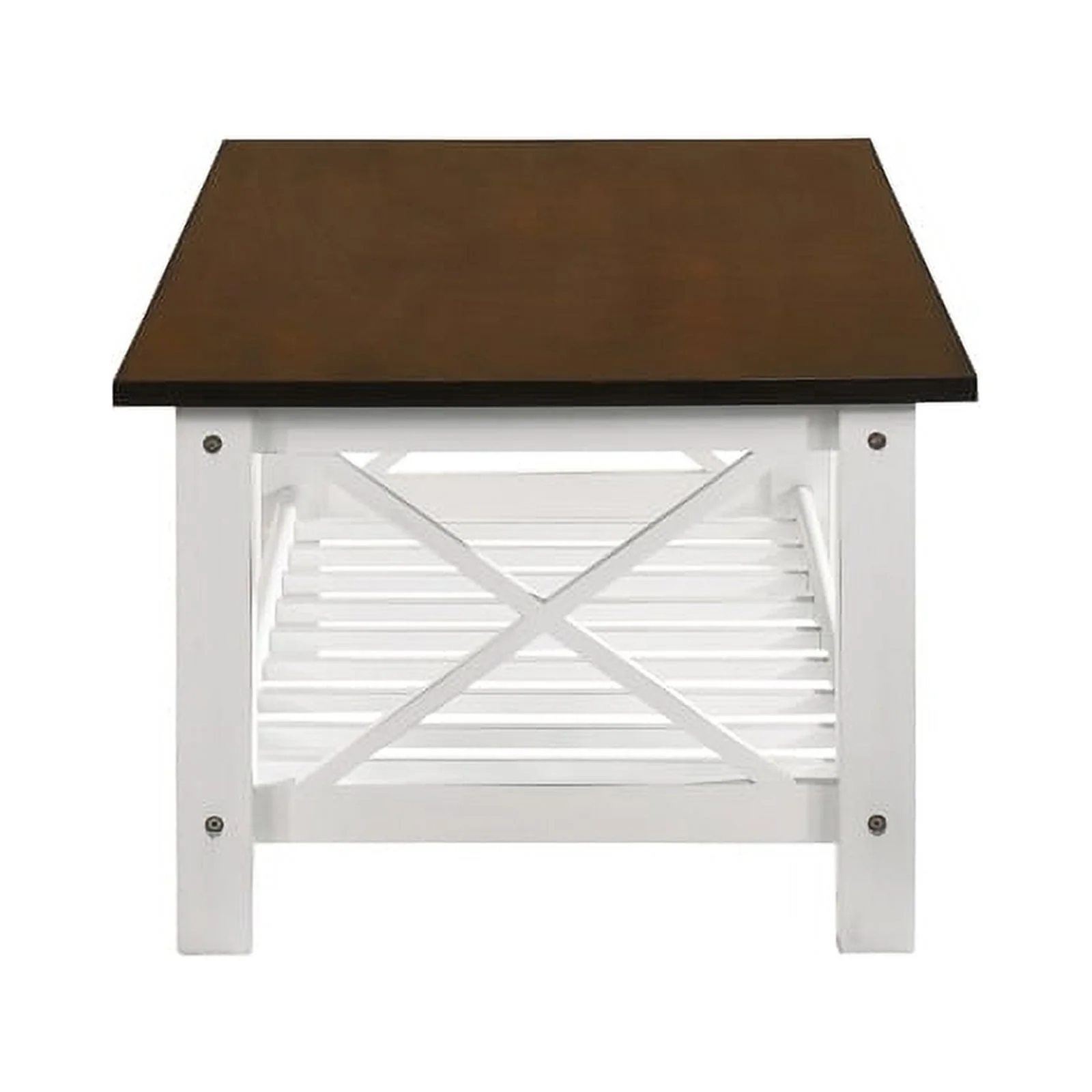 New Classic Furniture Vesta 1-Shelf Rectangle Wood Coffee Table in Cream/Brown