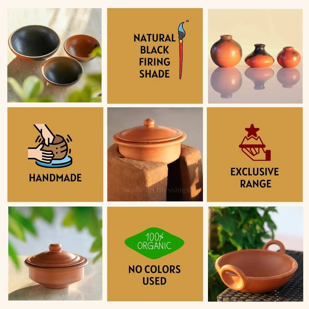 Swadeshi Blessings Unglazed Clay Serving Bowl Set of 2/ Terracotta Bowls