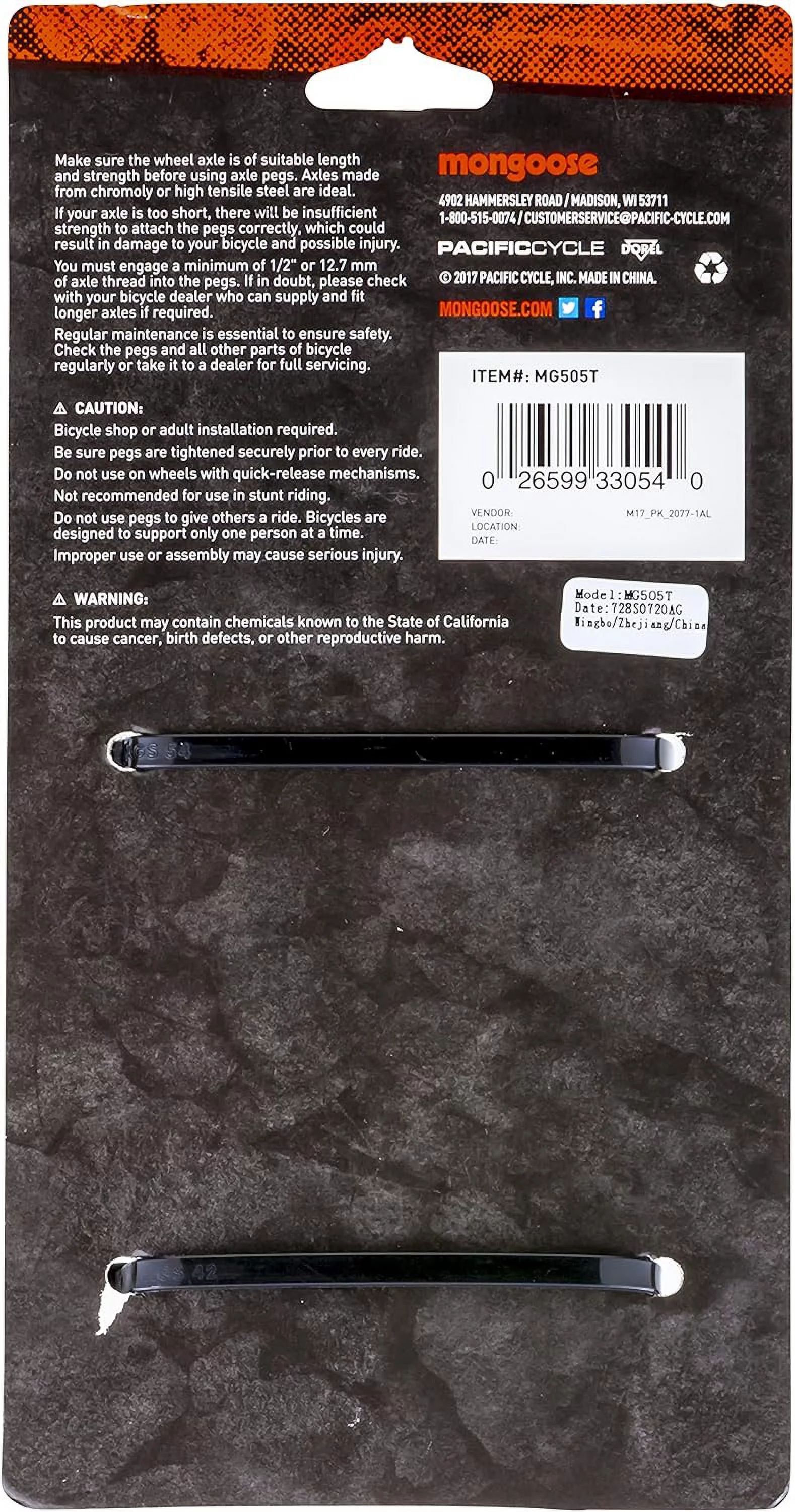 Protective Technologies Mongoose Freestyle Bike Pegs