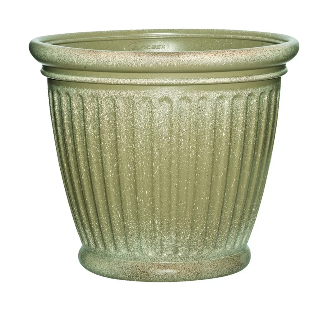 Suncast  Capital  16 in. H x 18 in. W Resin  Planter  Tan Craftsman
