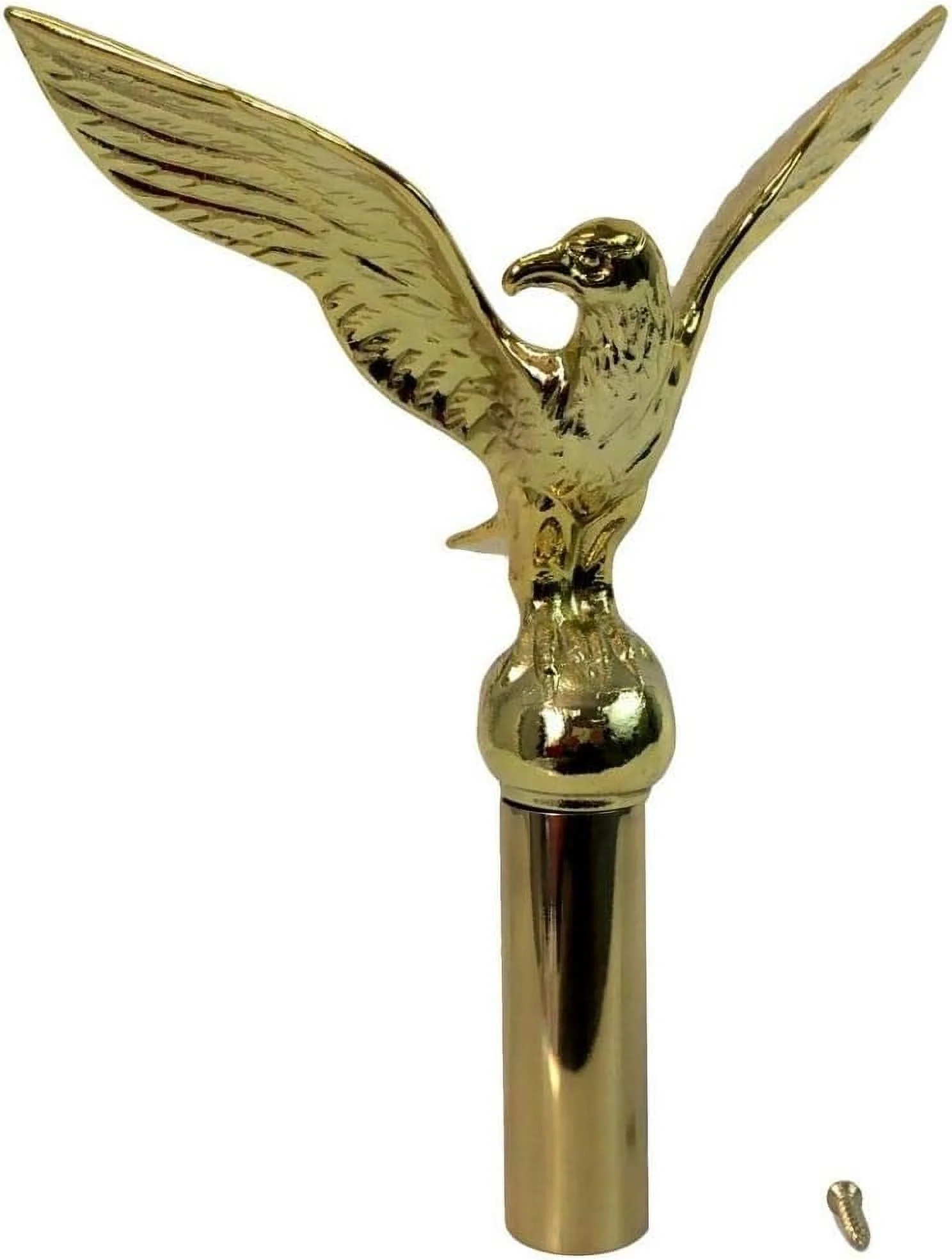 Aluminum Flying Eagle, Brass Look, For Indoor Or Parade Flagpole Finial Topper