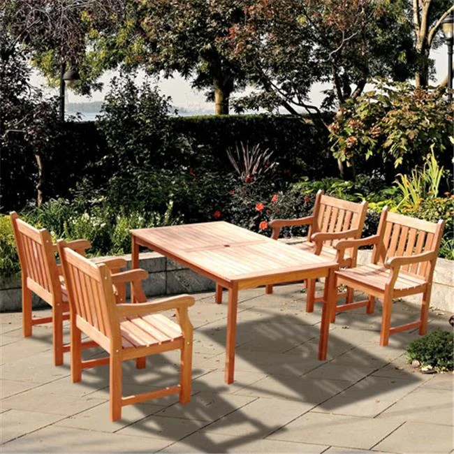 Malibu Outdoor 5-piece Wood Patio Dining Set