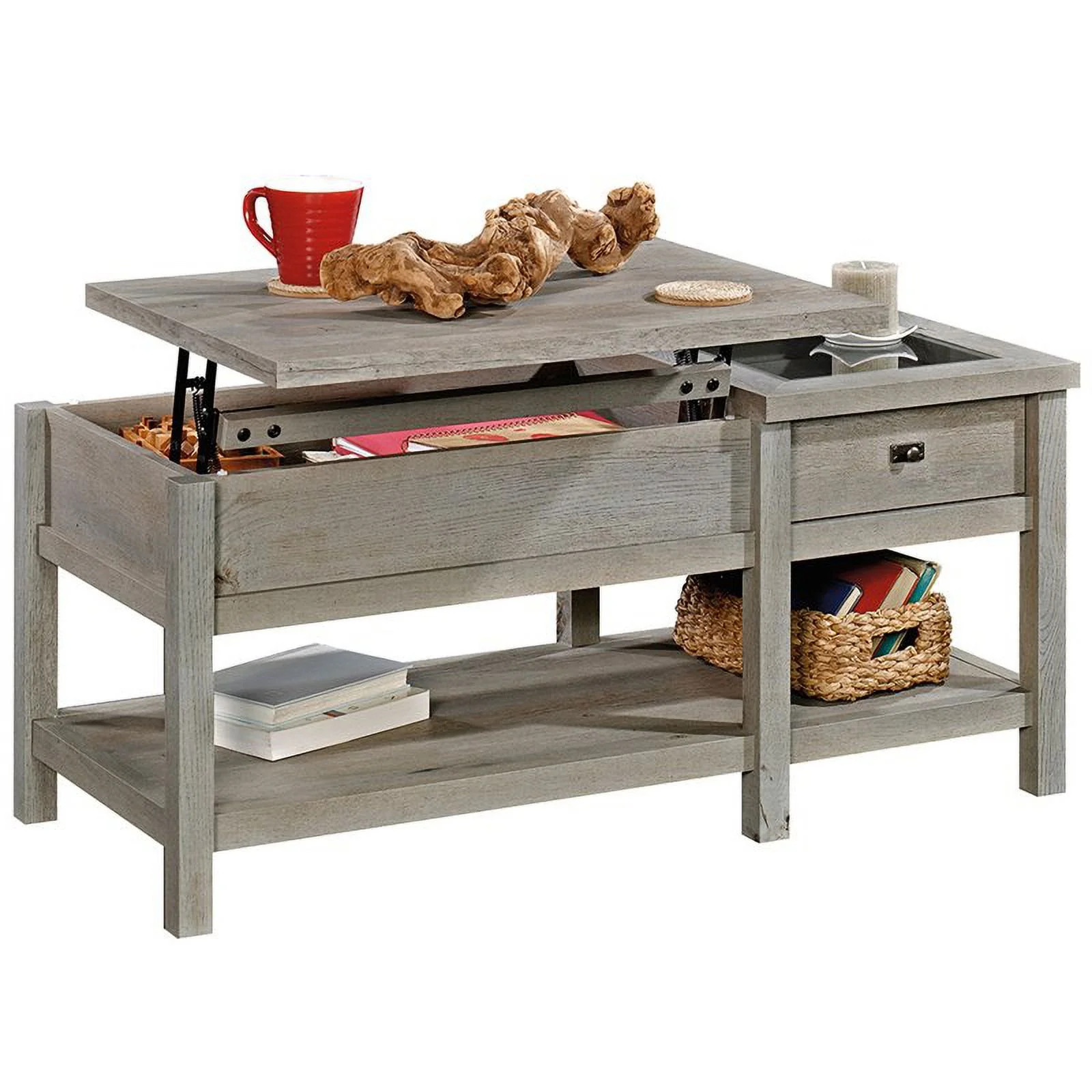 Home Square 2 Piece Furniture Set with 3-Shelf Bookcase and Coffee Table