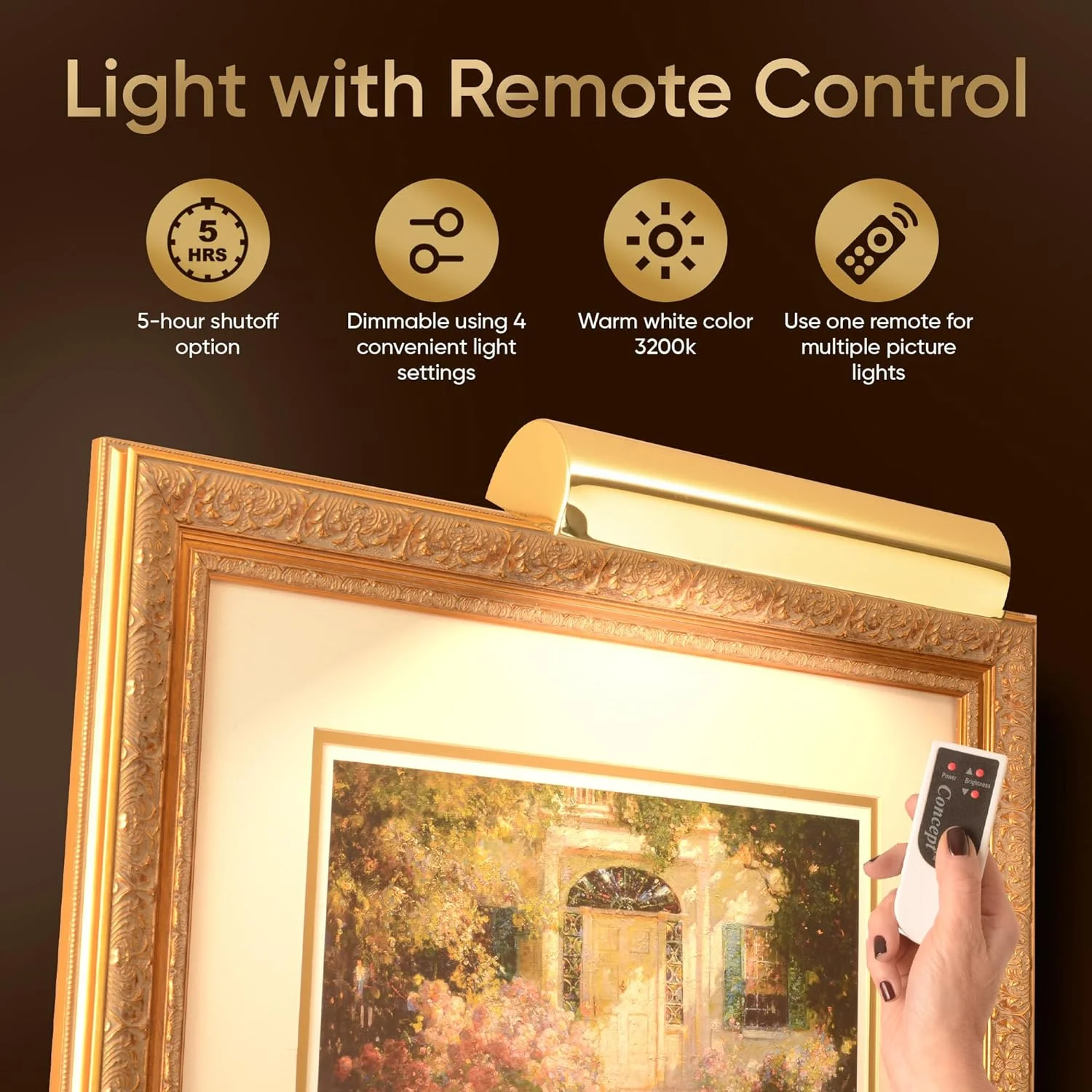 205L Cordless Remote Control LED Picture Light-7 3/4 inch Satin Nickel, Small