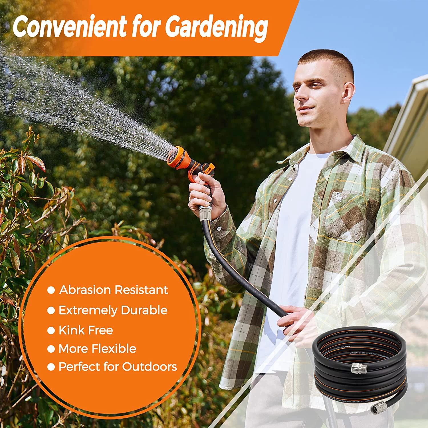 Hybrid Garden Hose 100ft, 5/8