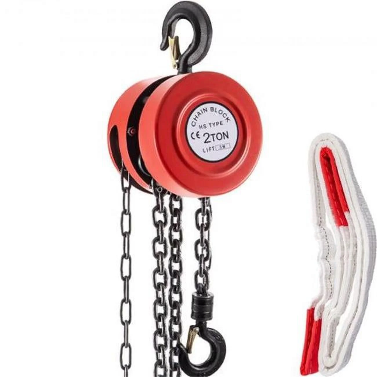 Vevor  6600 lbs 3 Ton Manual Hand Chain Block with 10 ft. & 3m Lift, Red