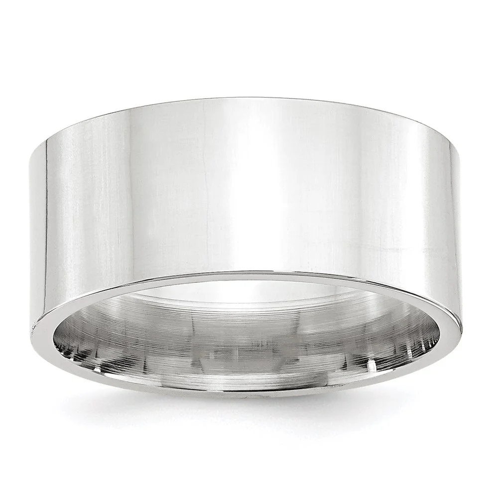 10k White Gold 10mm Standard Weight Flat Comfort Fit Wedding Band Size 10 Q1WFLC100-10