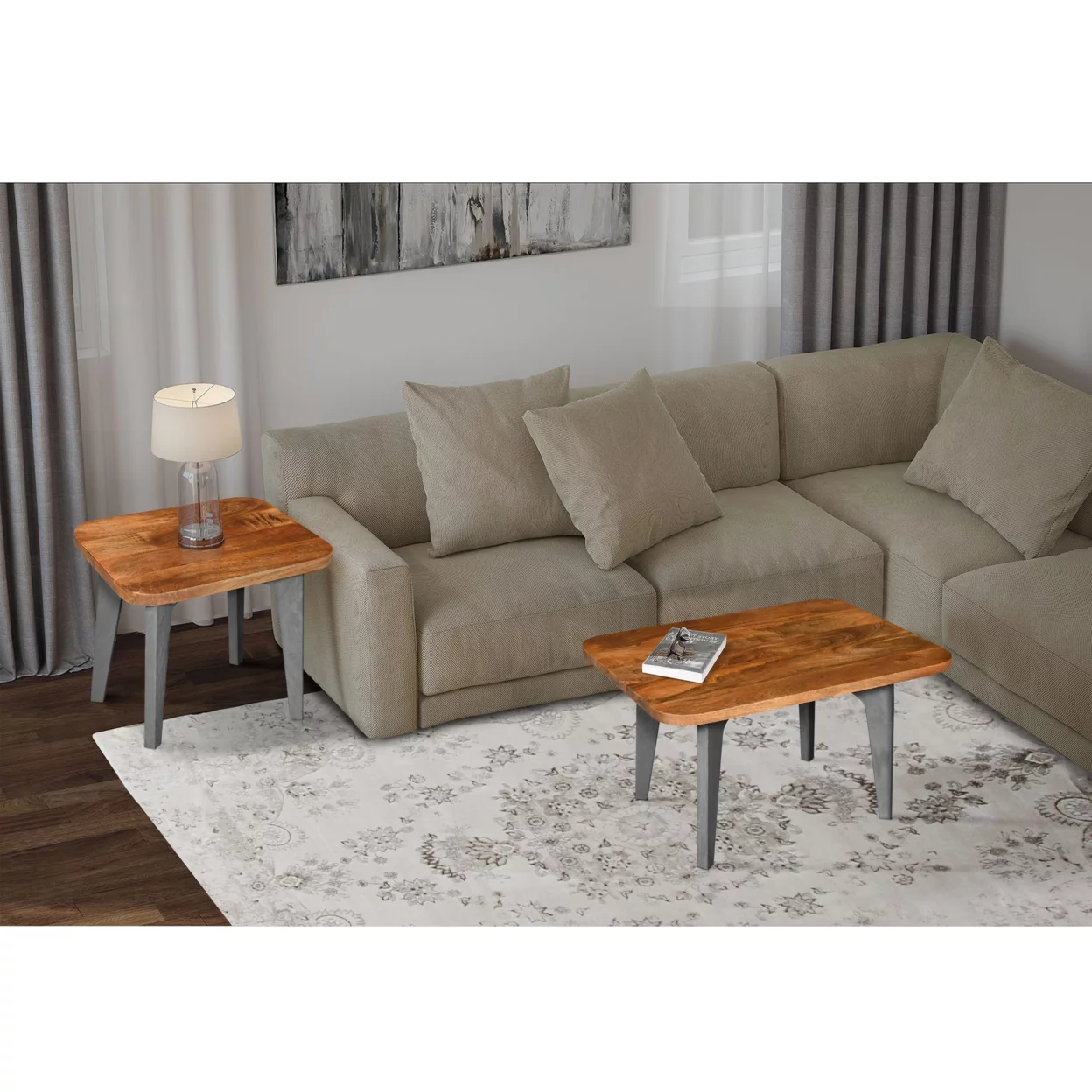 Wade 28 Inch Handcrafted Rectangular Coffee Table Solid Natural Brown Mango Wood Inverted U Shape Legs - Saltoro Sherpi