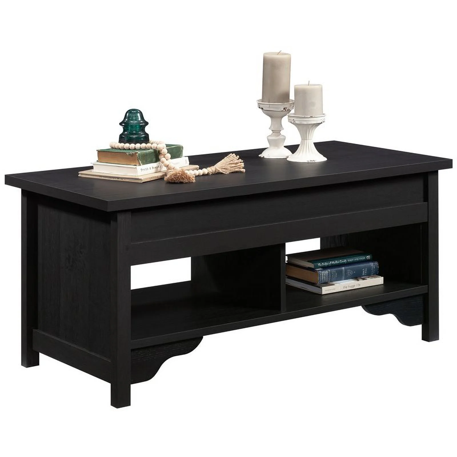 Pemberly Row Trail Wooden Lift Top Coffee Table in Raven Oak