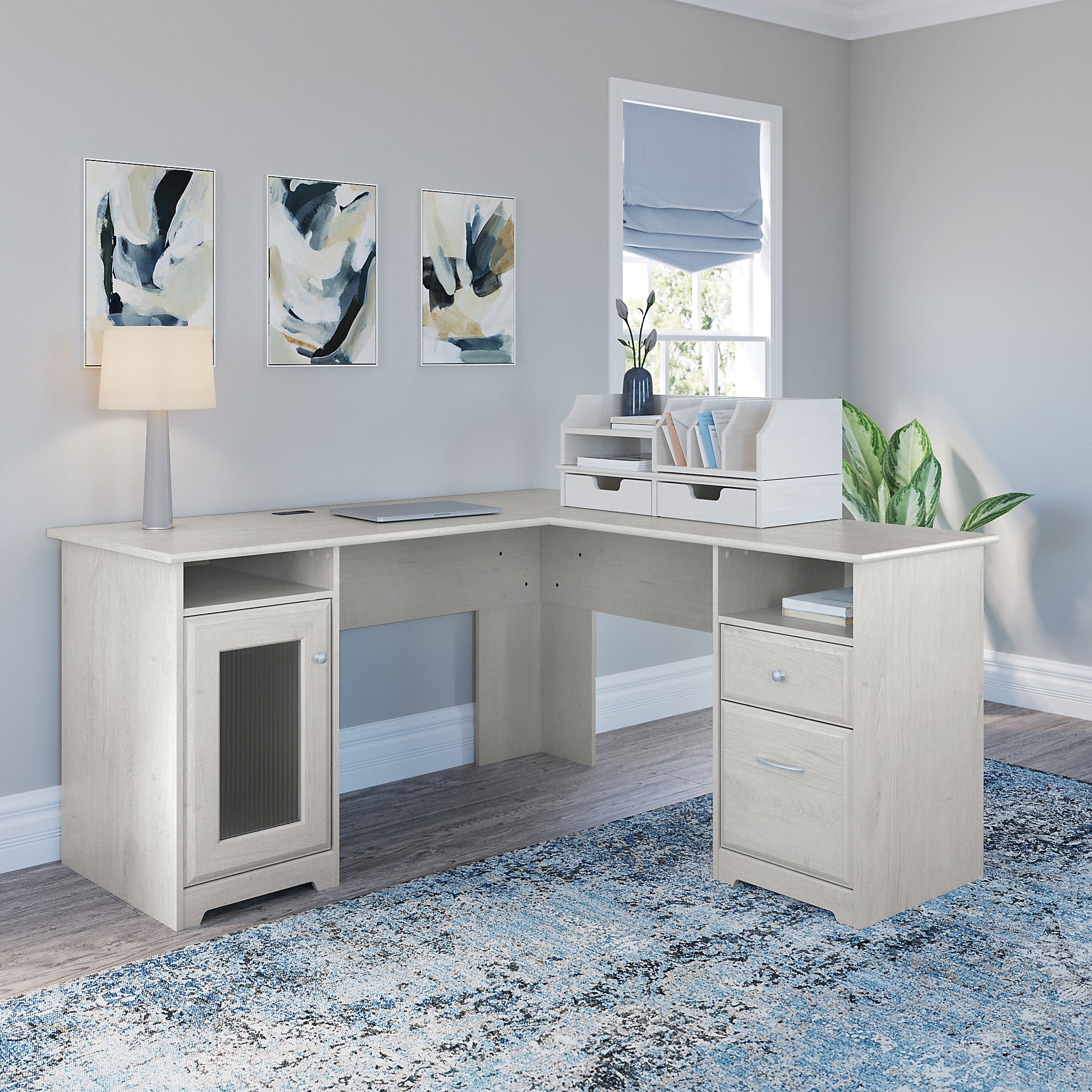 Bush Furniture Cabot 60W L Shaped Computer Desk with Desktop Organizers