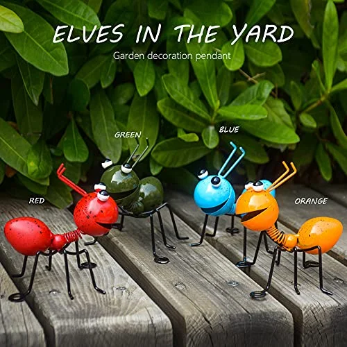 Metal Craft Ant Yard Decor 4Pcs Ant Metal Sculpture Garden Ant Decoration Hanging Wall Garden Lawn Decoration Indoor and Outdoor Colorful and Loving Insects Sculptures