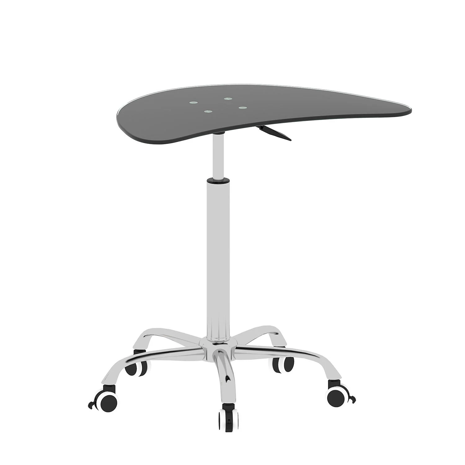Oufan Adjustable Height Black Tempered Glass Table Desk Table with Lockable Wheels(Adjustable Range 24.2 