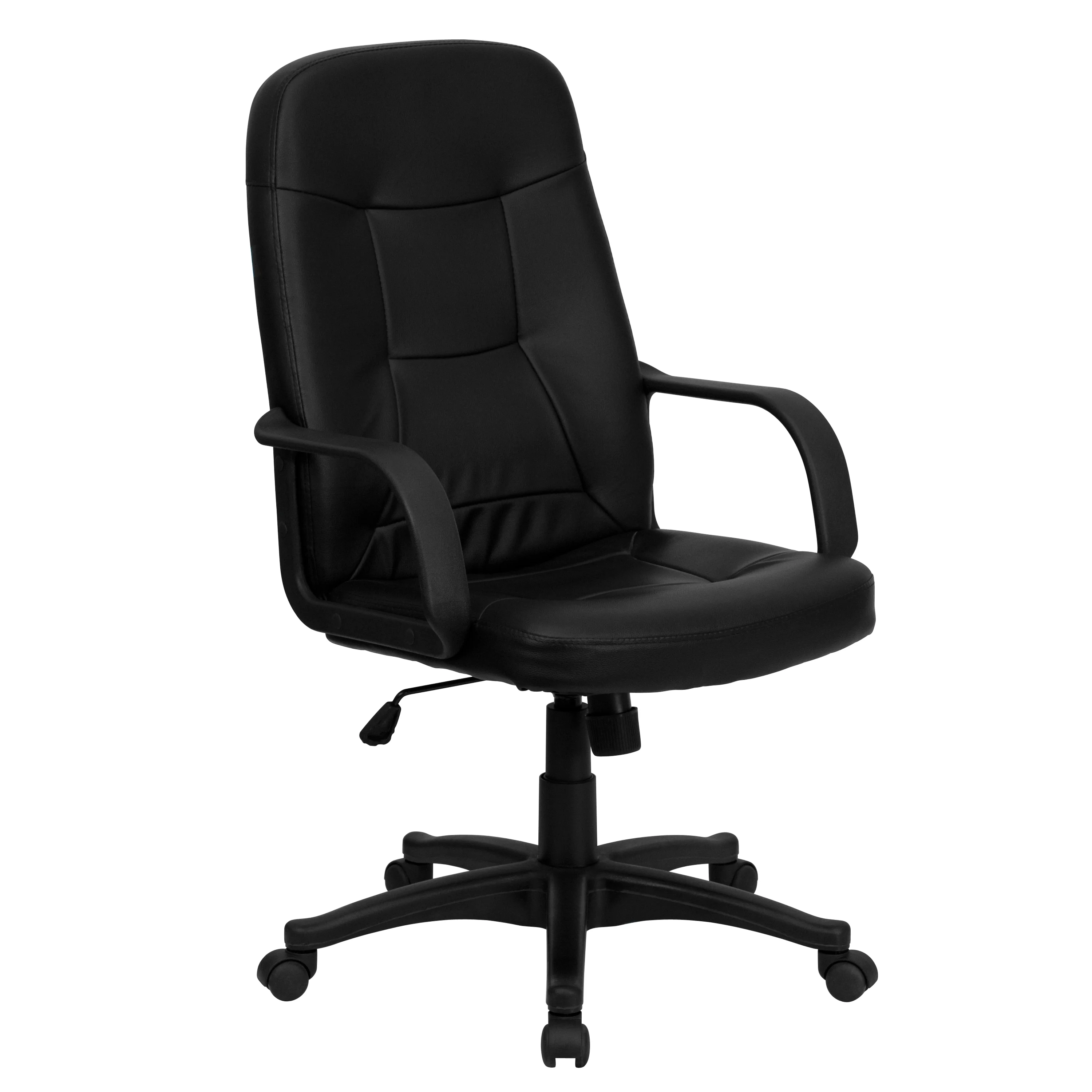 Emma + Oliver High Back Black Glove Vinyl Executive Swivel Office Chair with Arms