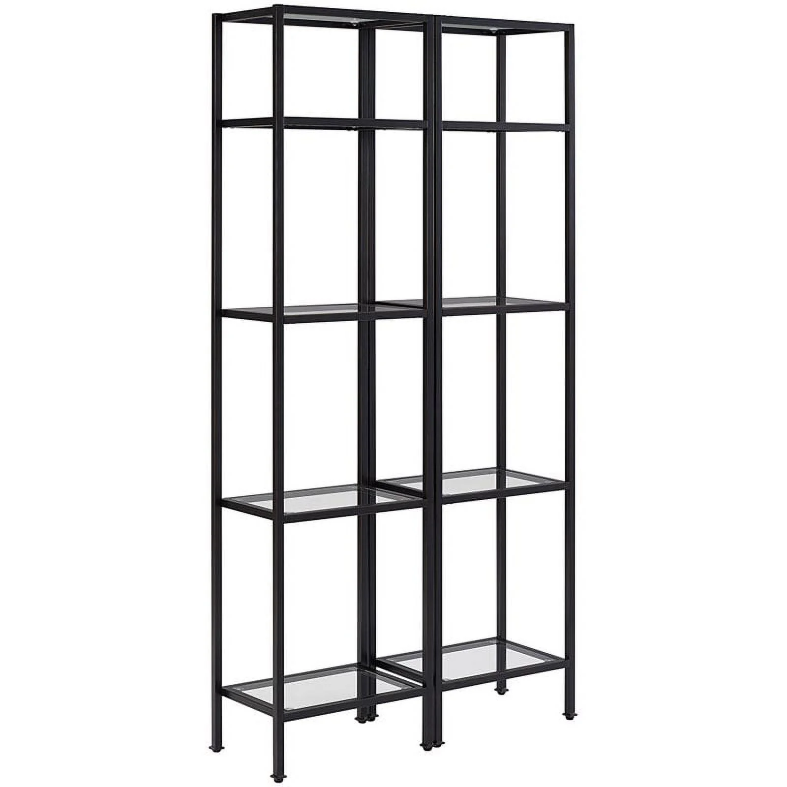 Bowery Hill 4-Shelf Metal/Glass Etagere Bookcase in Bronze/Clear (Set of 2)