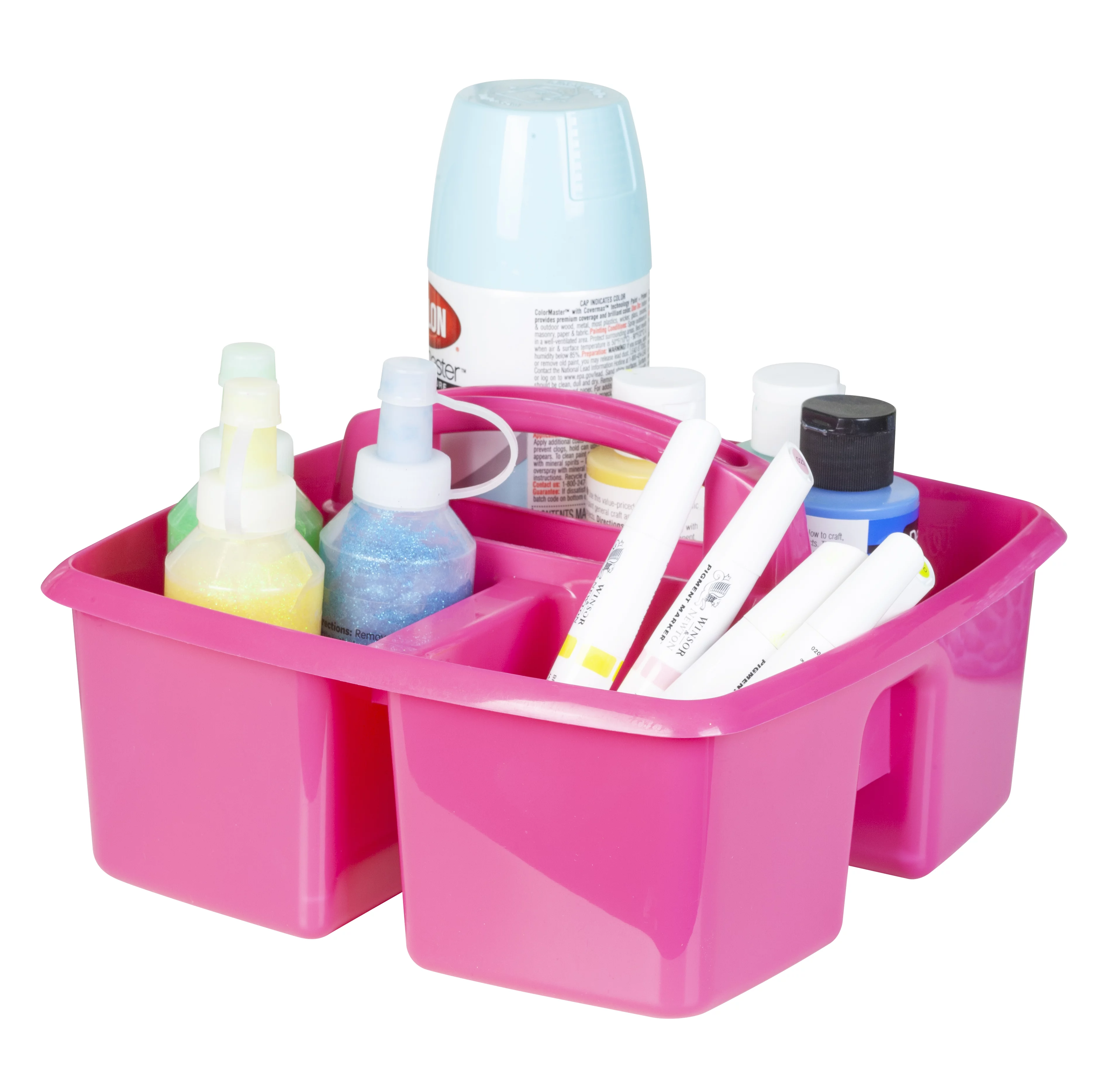 Pen+Gear Plastic Caddy, Craft and Hobby Organizer, Fuchsia Burst