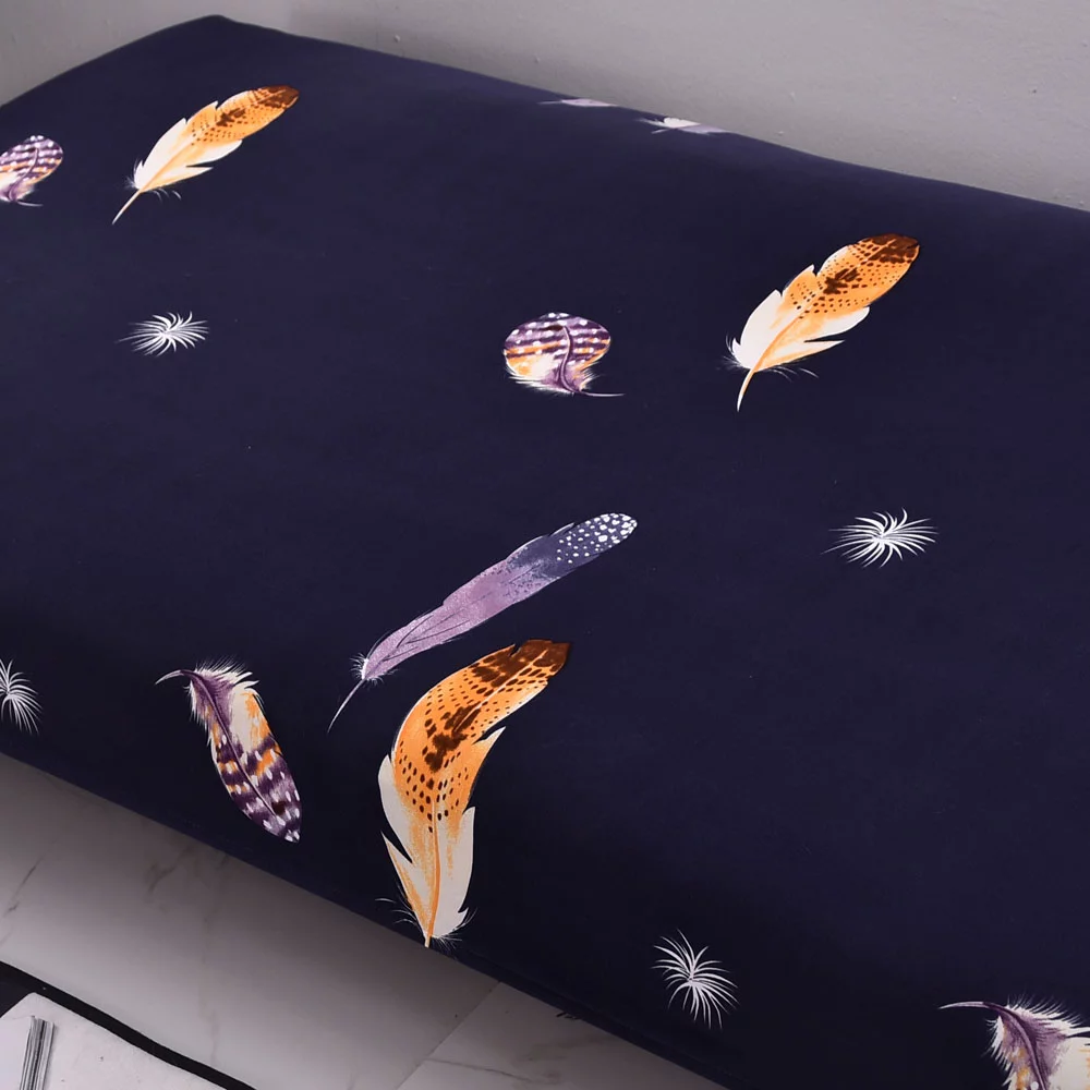 Topchances Armless Sofa cover stretch Futon cover Folding sofa bed cover couch bed cover Armless futon slipcover  (Dark Blue-feather   )