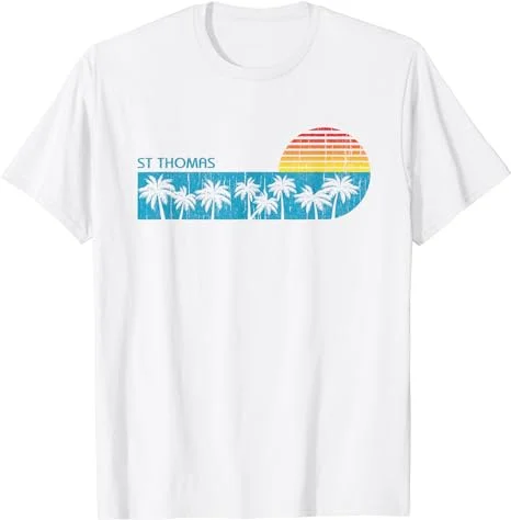 Vintage St Thomas USVI Beach Palm Trees retro 70s boys girls T-Shirt
