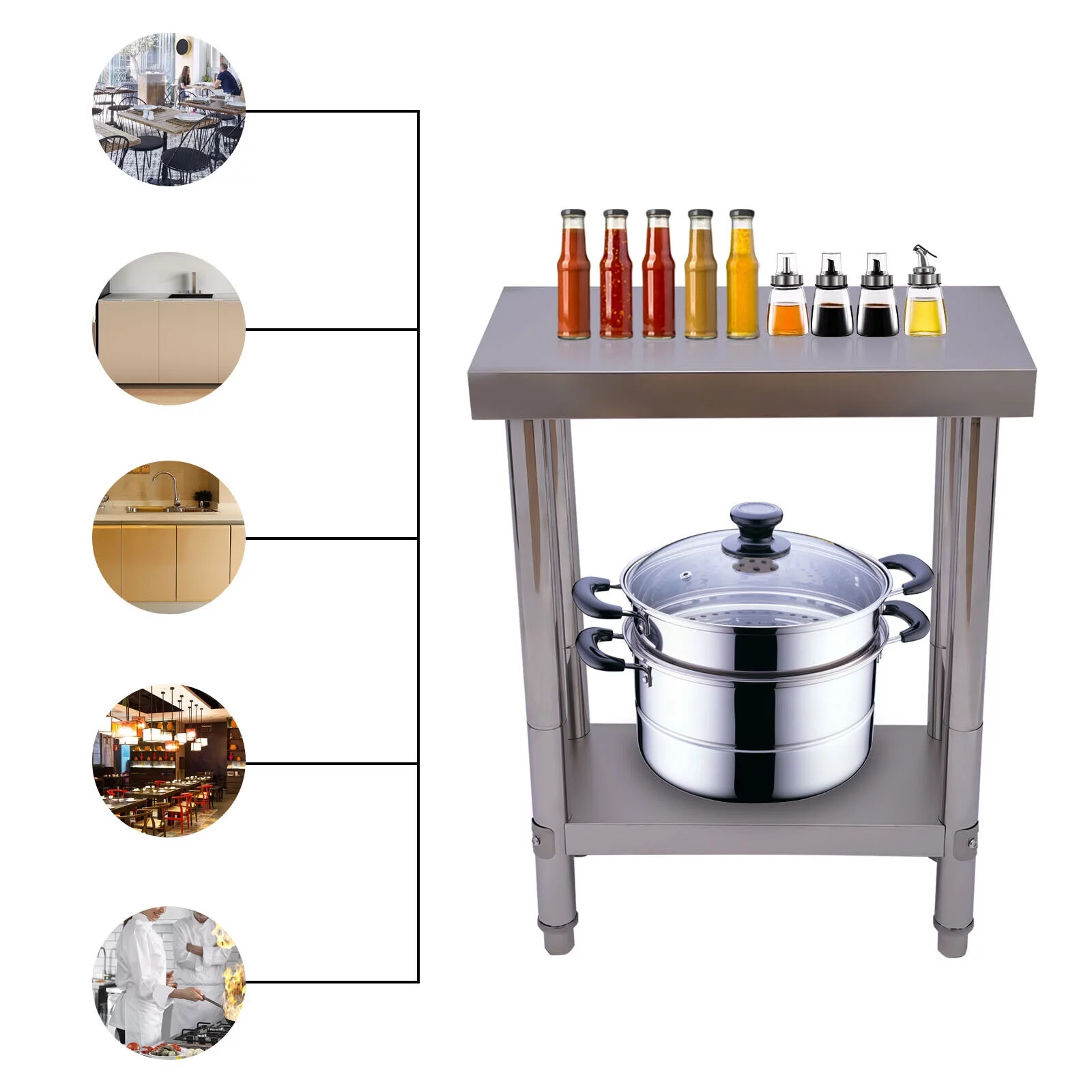 Stainless Steel Table for Prep & Work, Commercial Food Prep Worktable with Backsplash and Undershelf 24 x 12 Inches