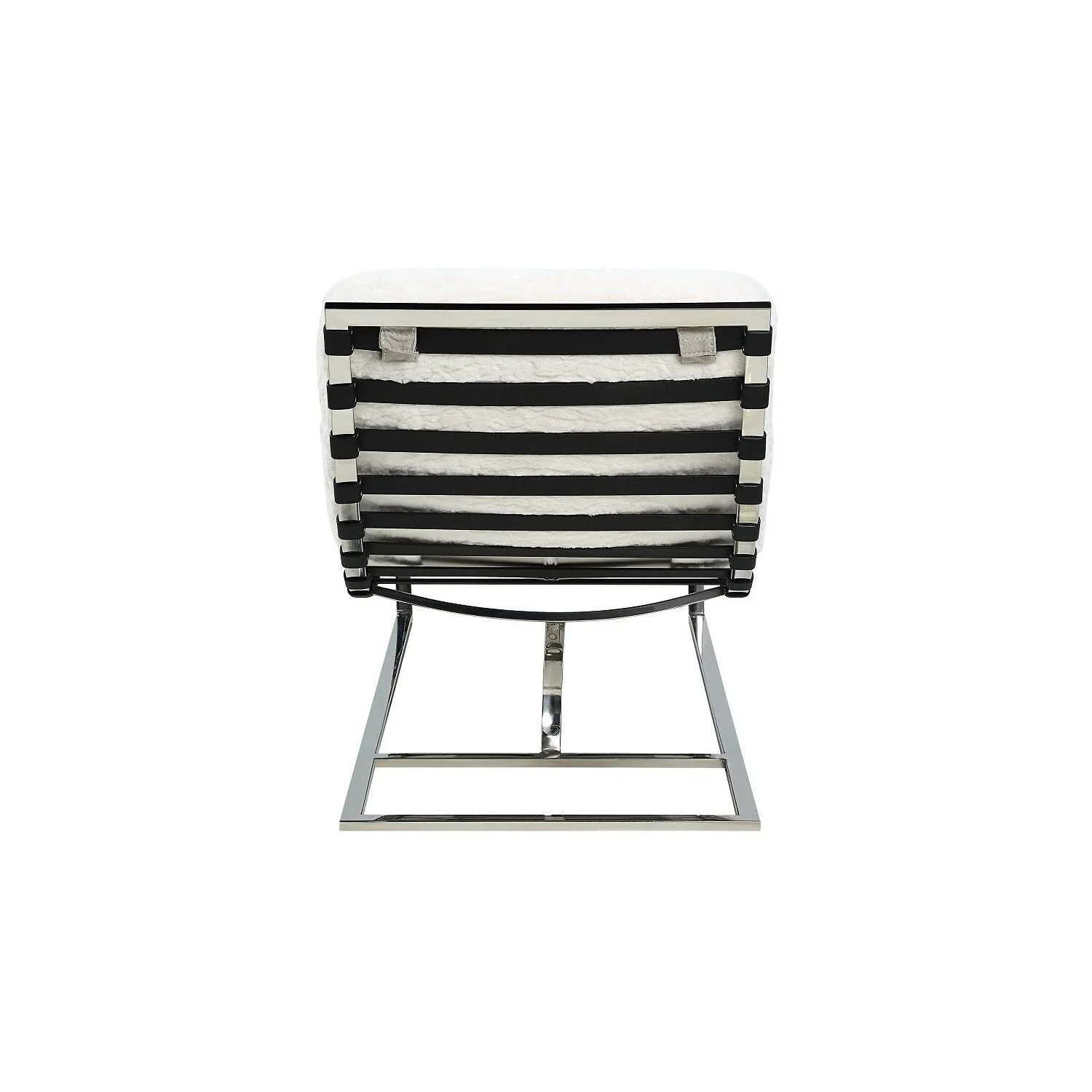 Benjara 60 Inch Chaise Lounger, White Teddy Sherpa Upholstery, Stainless Steel Legs