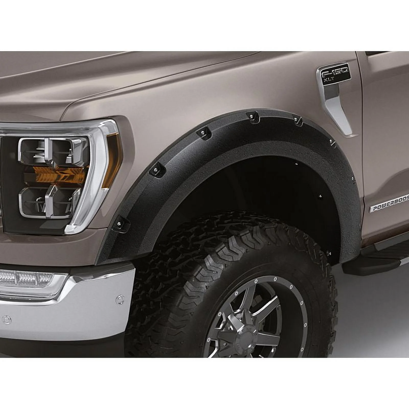 Lund By Realtruck RX105Sb Elite Series Black Rivet Style Standard Rear Fender Flare, 2 Piece