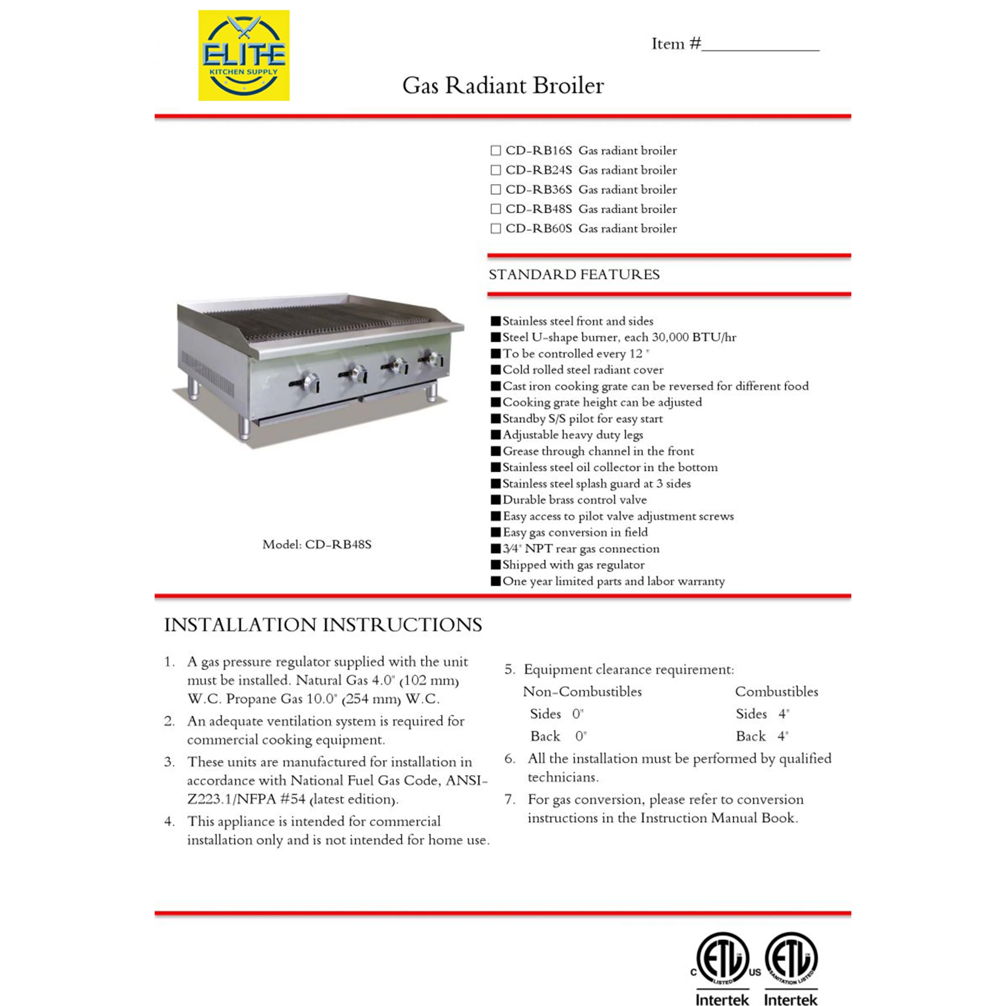 60 in. Commercial Gas 5 Burner Charbroiler 150,000 BTU in Stainless Steel, Heavy Duty Radiant Broiler, NSF Certified