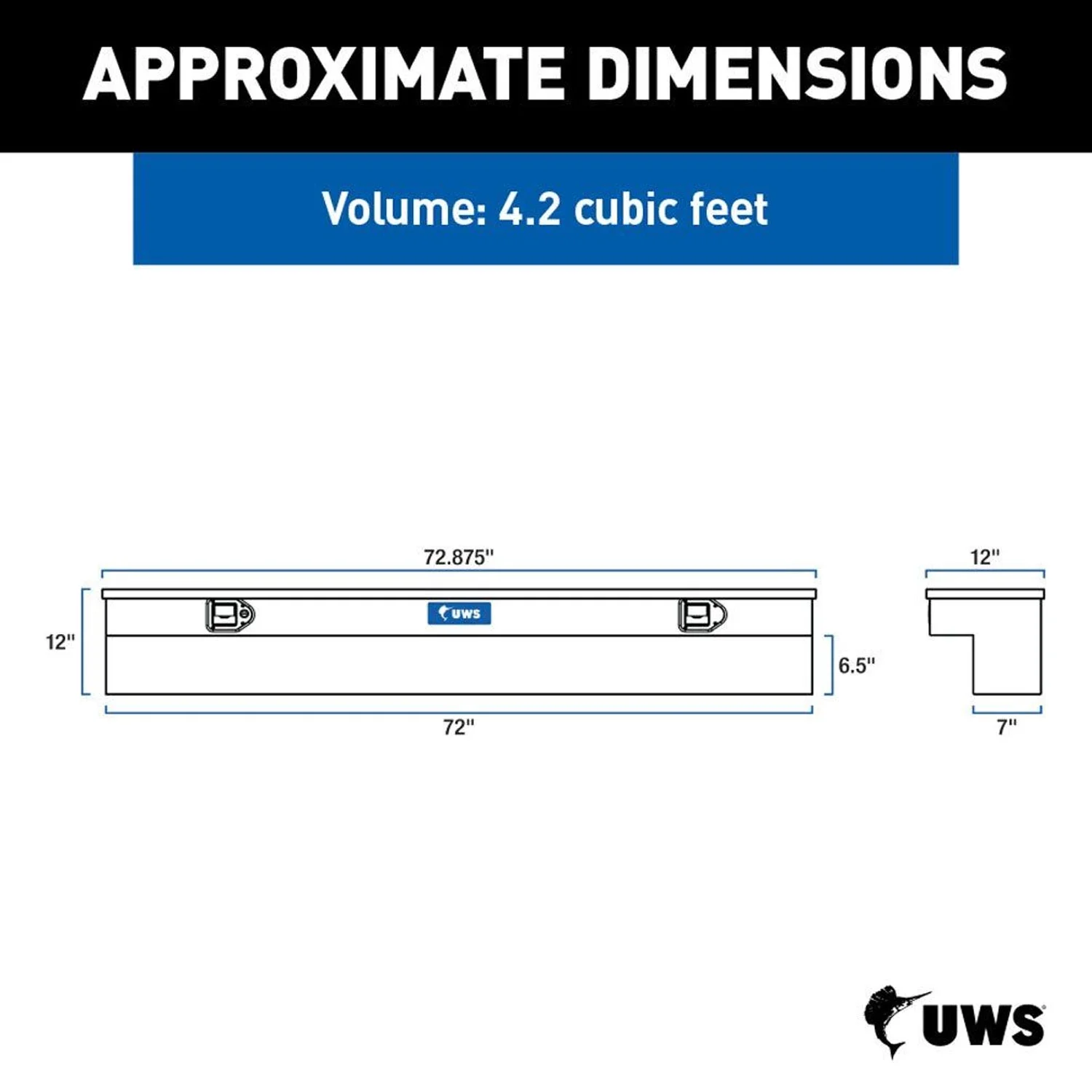 UWS C30142-MK2 72 In Aluminum Truck Bed Side Tool Box, Gloss Black