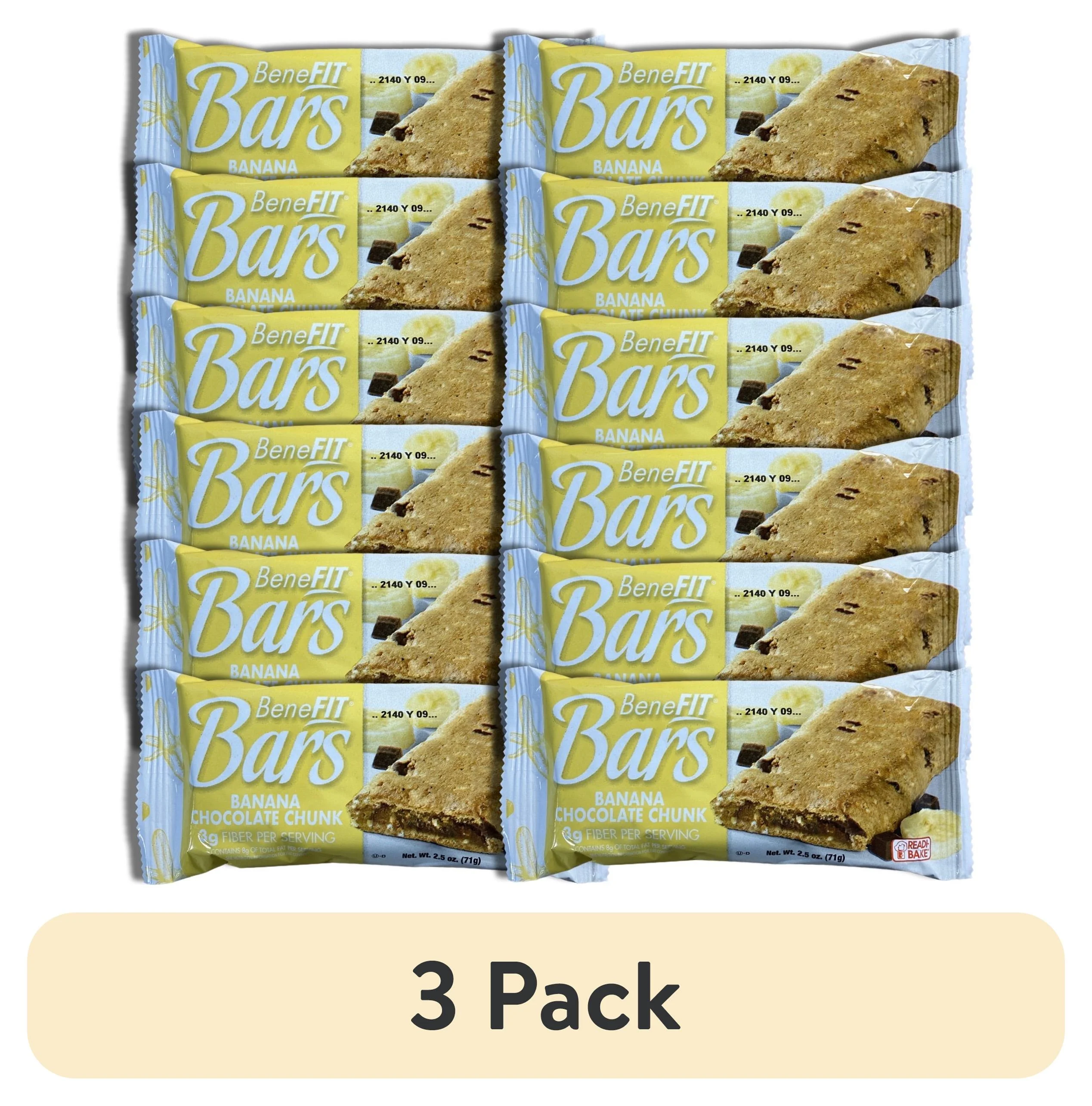 (3 pack) Banana Chocolate Chunk BeneFit Bars by Readi-Bake Bundled by Tribeca Curations | 2.5 Ounce | Value Pack of 12