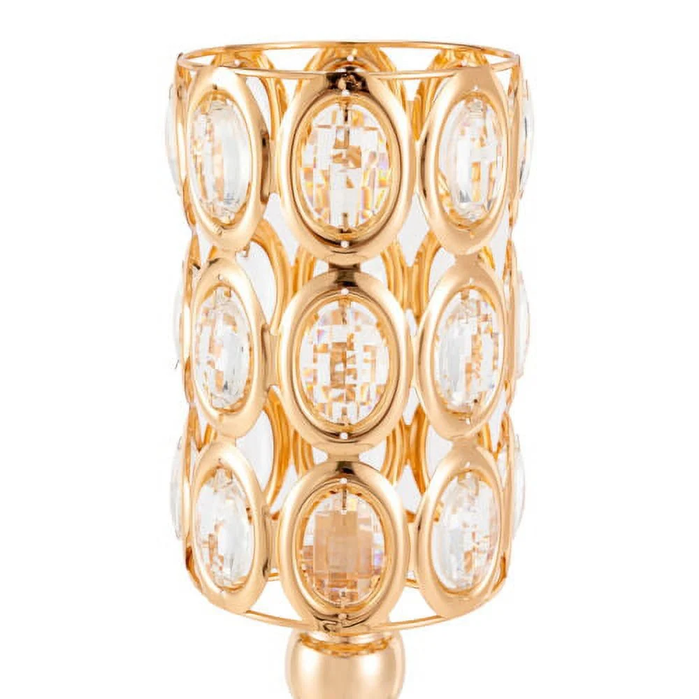 Set of 10 Wedding Centerpieces Gold Vases Wedding Flower Vases w/ Crystal Bead