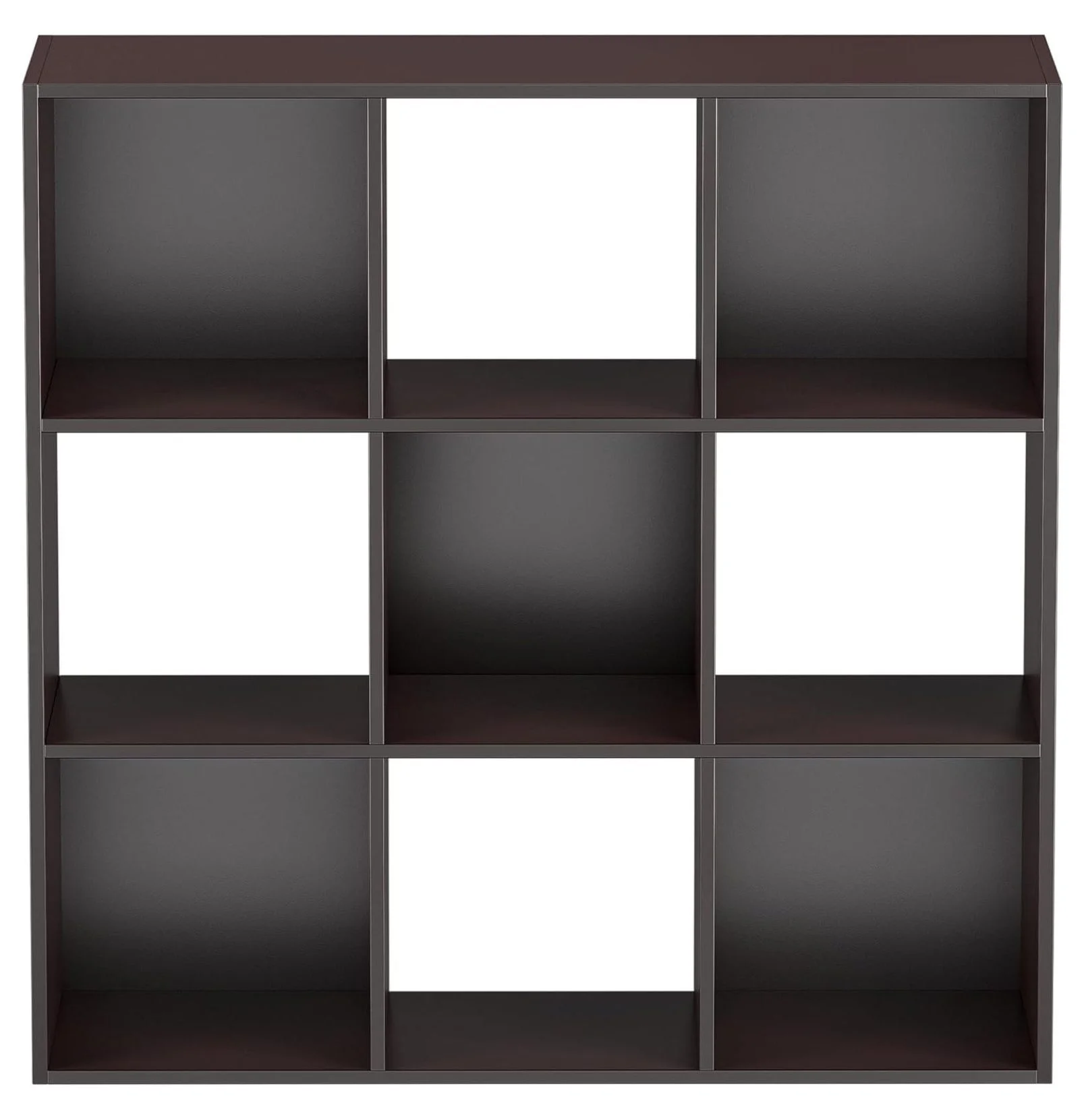 9 Cube Storage Organizer Shelf with 5 Removable Back Panels Freestanding 3-Tier Open Wood Bookshelf for Home, Office, Bedroom, Living Room (Espresso)