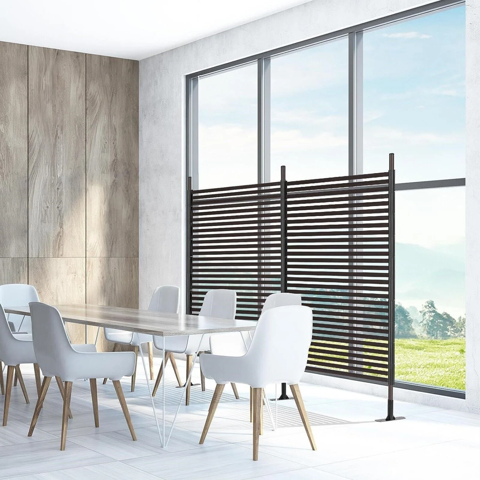 ZhdnBhnos Indoor Outdoor Privacy Screen Decorative Panels with Stand, 3 ft W x 5 ft H Free Standing Divider Screen for Garden Backyard Patio, Brown