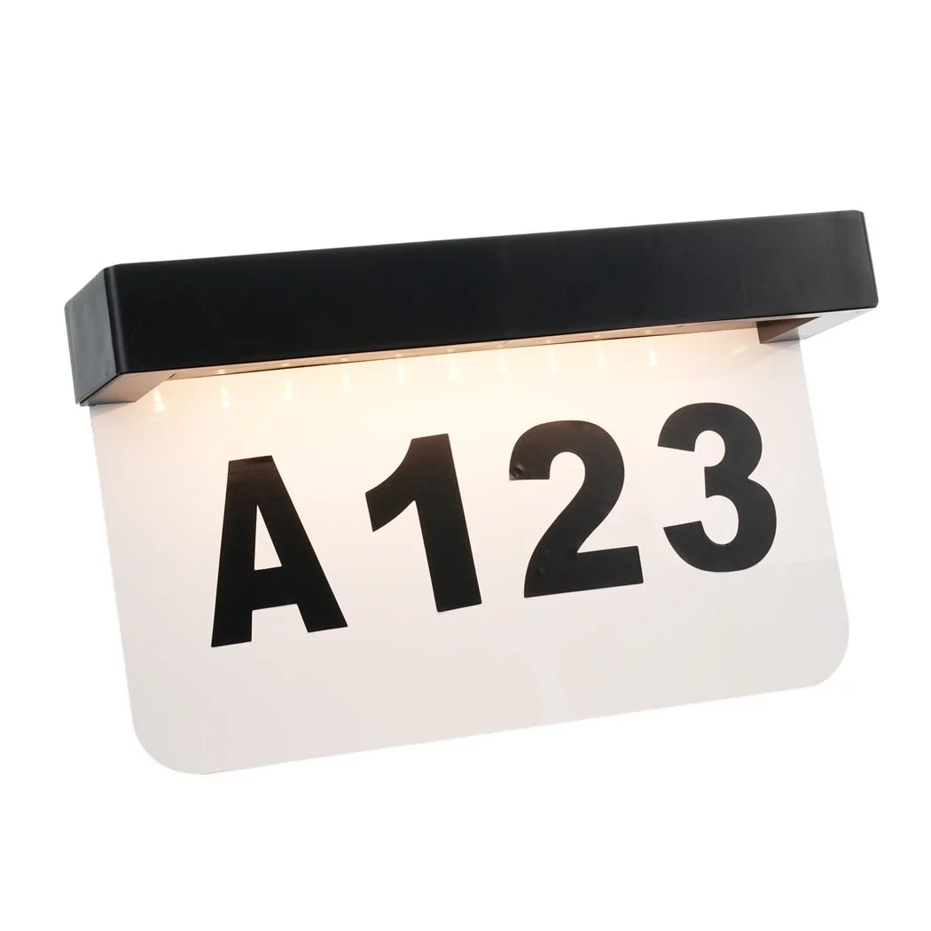 Solar Powered House Number Sign, LED Waterproof Illuminated Address Plaques Sign for Yard Home Outdoor Street