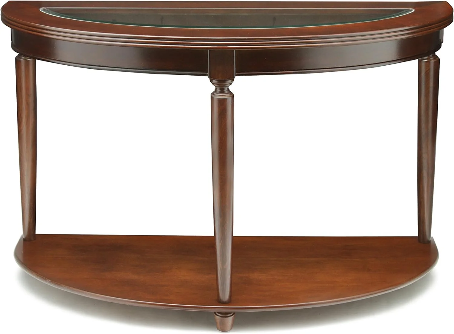 Western Beveled Glass Top Sofa Table, Dark Cherry Finish