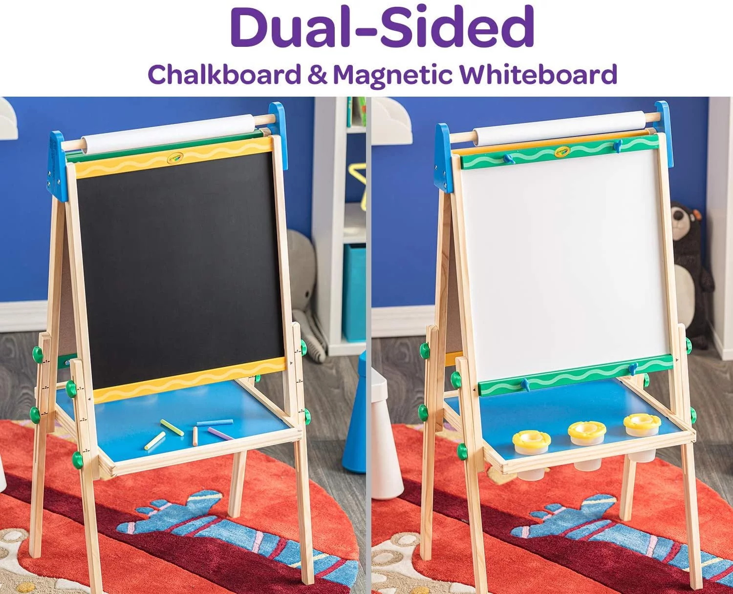 Crayola Kids' Dual-Sided Wooden Art Easel, Beginner Child