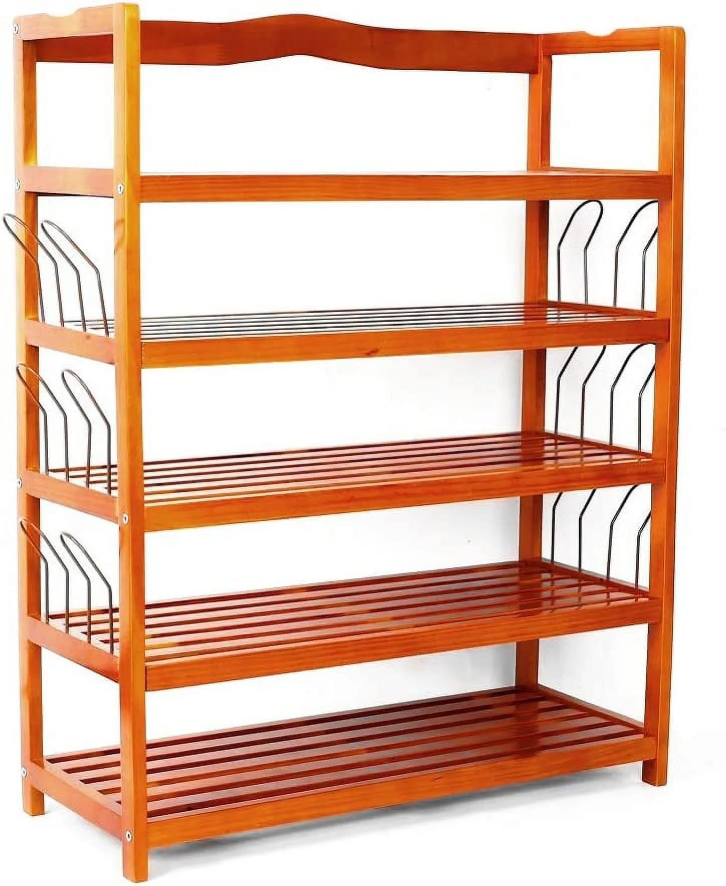 RSJIWOGZ 5-Tier Simple Wooden Shoe Rack  Free Standing Shoe Rack  Wood Color Closets and Entryway Organizer with 6 Pair Shoe Form Wood Color