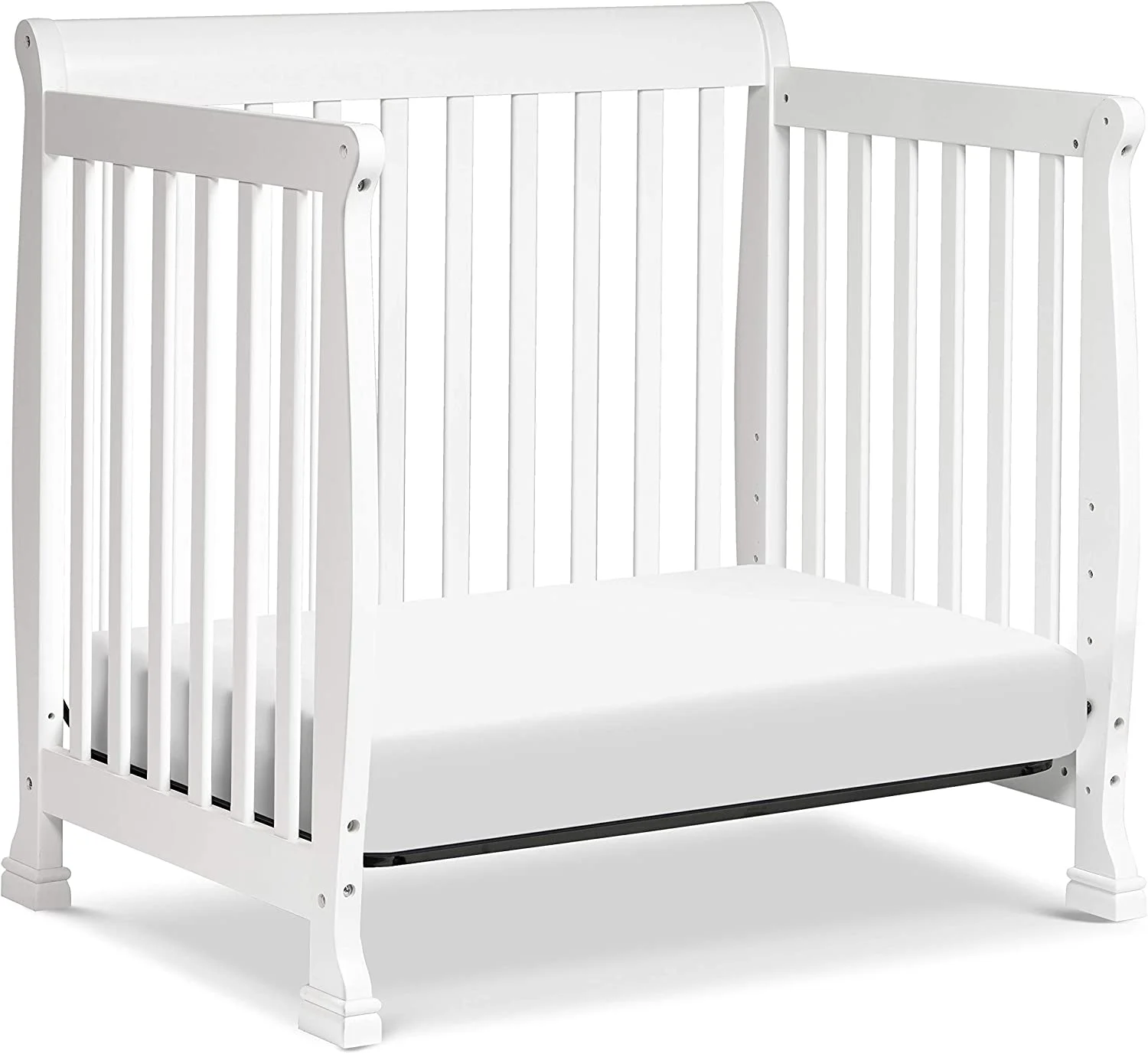 QINBI Kalani 4-in-1 Convertible Mini Crib in White | Greenguard Gold Certified