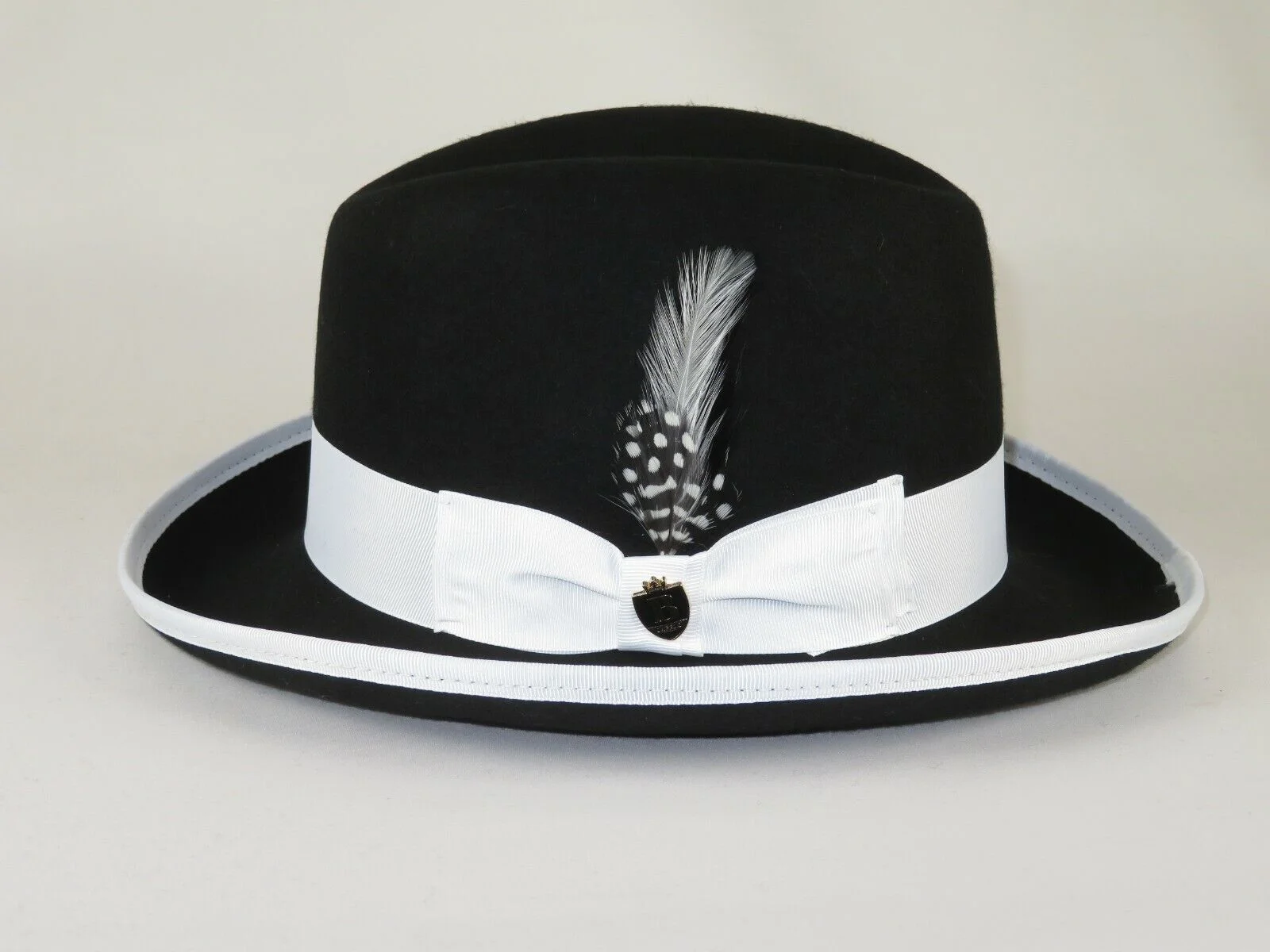 Bruno Capelo Dress Hat Australian Wool Homburg Godfather GF111 Black white