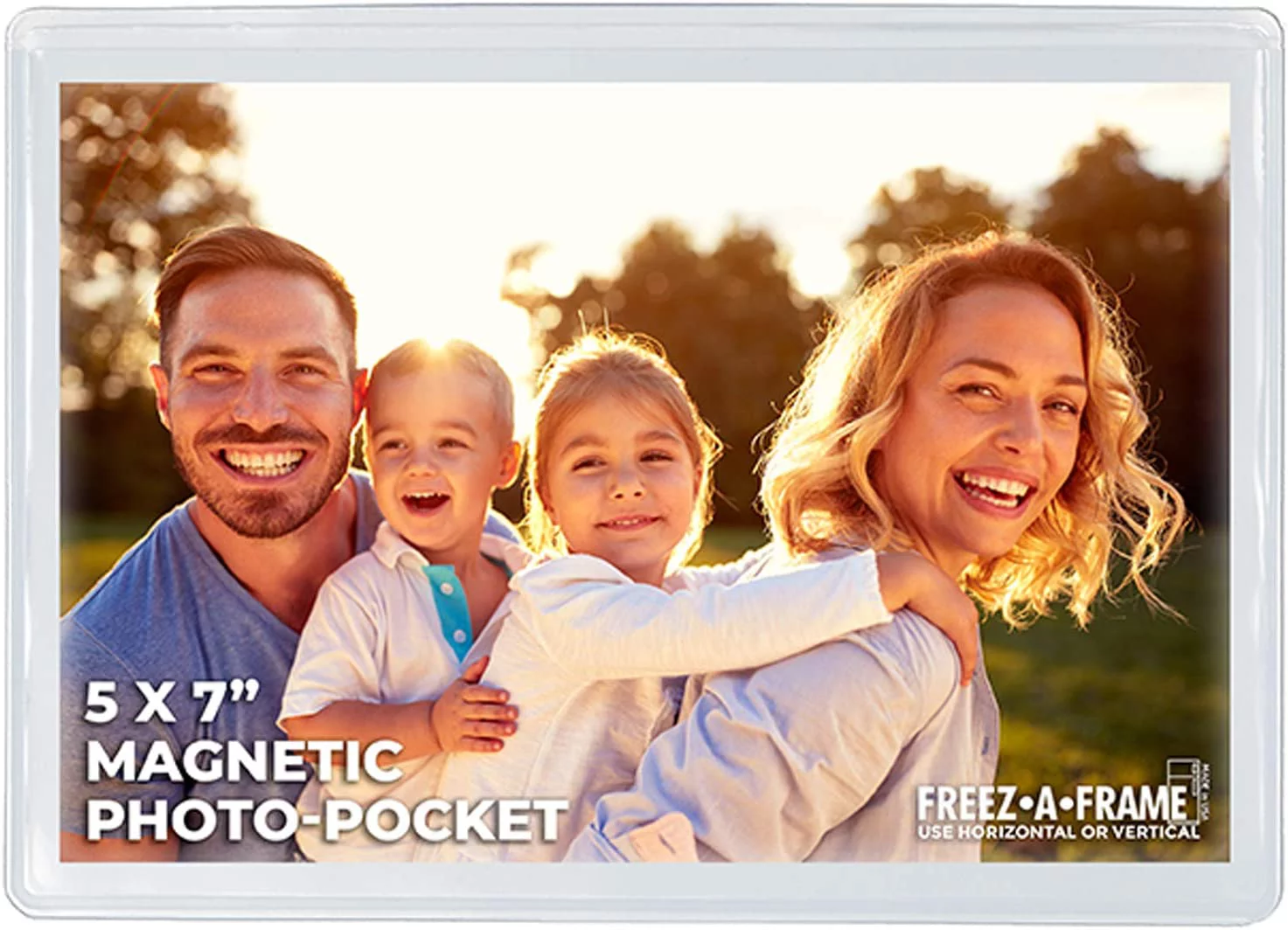 Clear Magnetic Picture Frames For Refrigerator School Locker, or any Magnetic Surface 16 Pack Holds (2) 5 x 7 (4) 4 x 6 (10) 2.5 x 3.5 Exclusive Photo Pockets